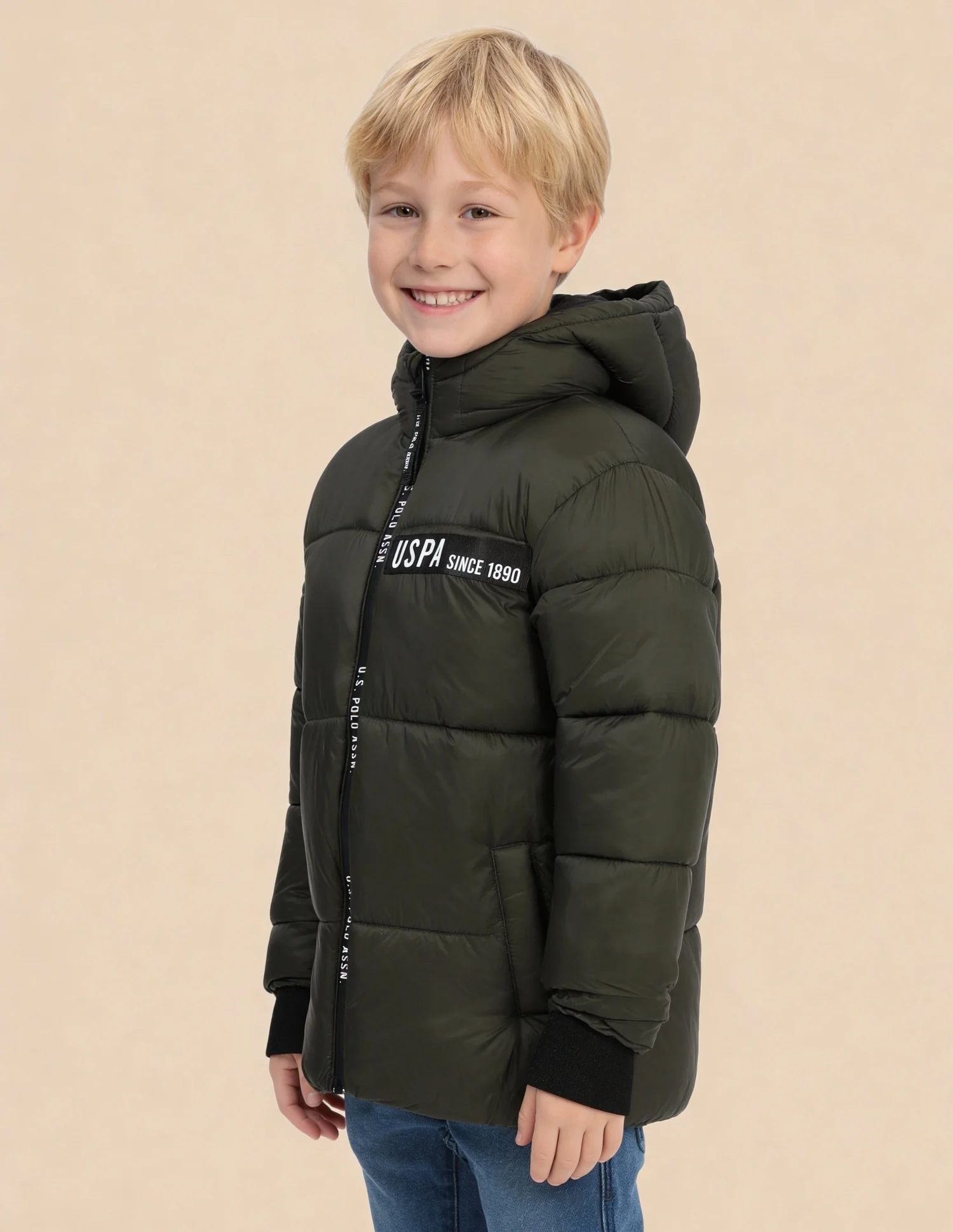 Boys Solid Regular Fit Puffer Jacket - Image 4