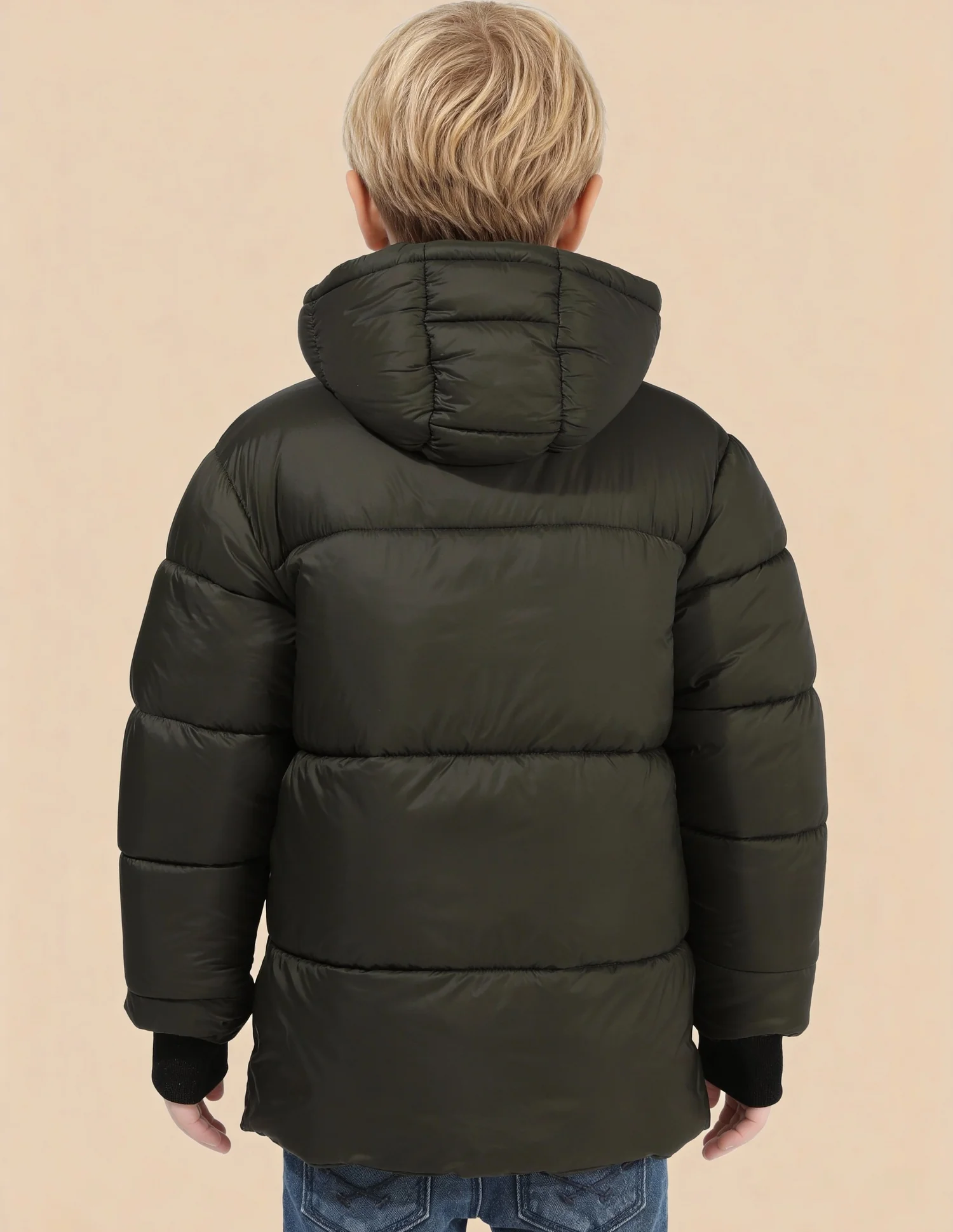 Boys Solid Regular Fit Puffer Jacket - Image 5