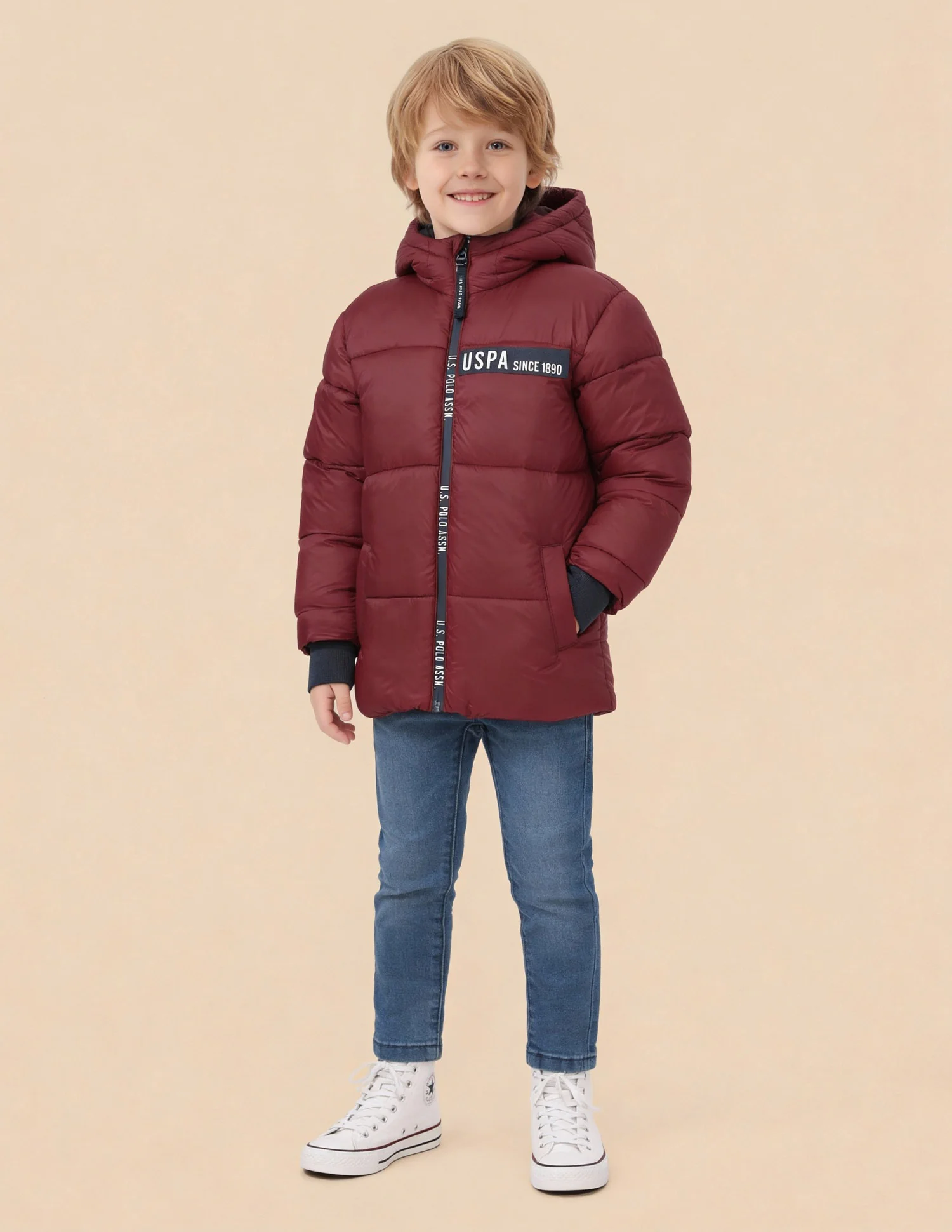 Boys Solid Regular Fit Puffer Jacket - Image 3