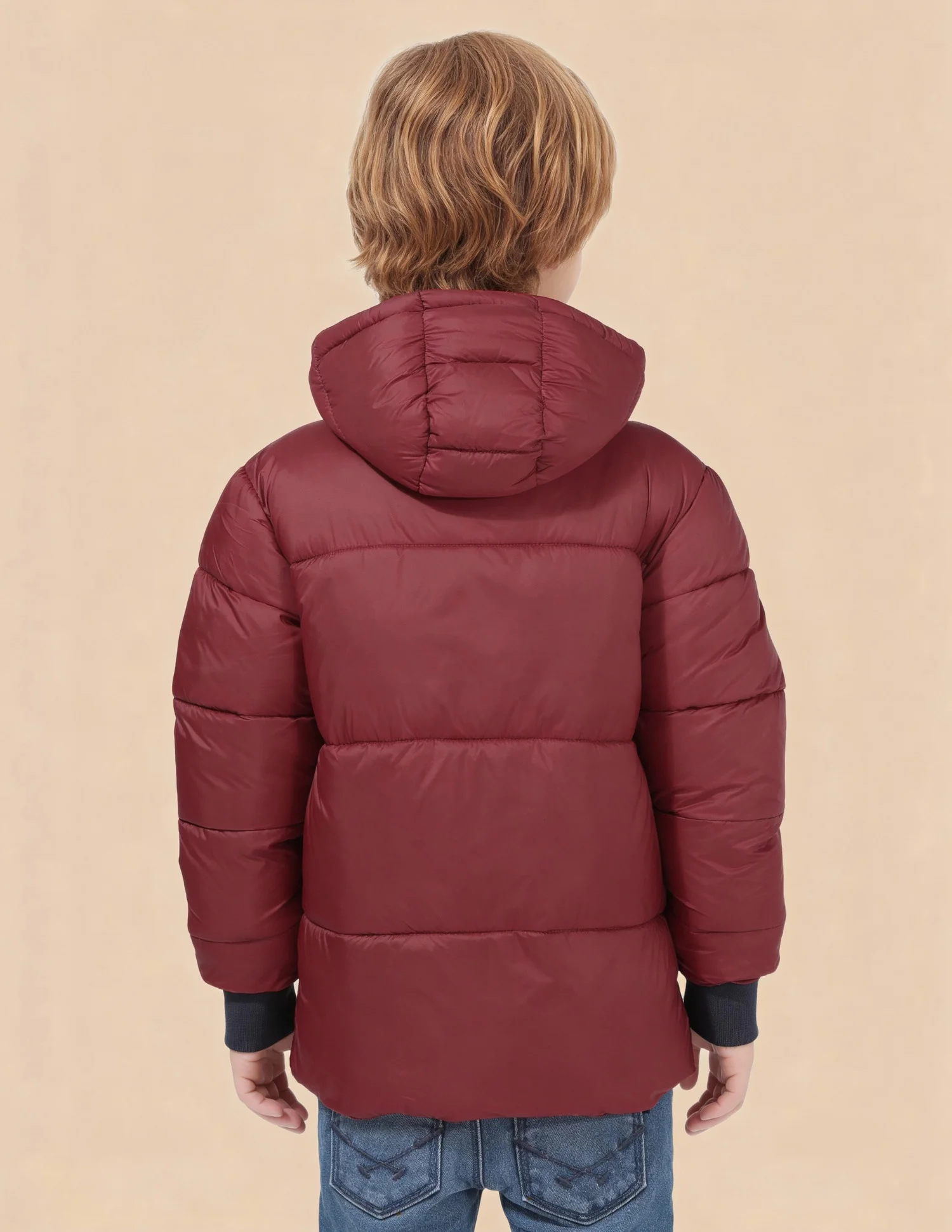 Boys Solid Regular Fit Puffer Jacket - Image 5