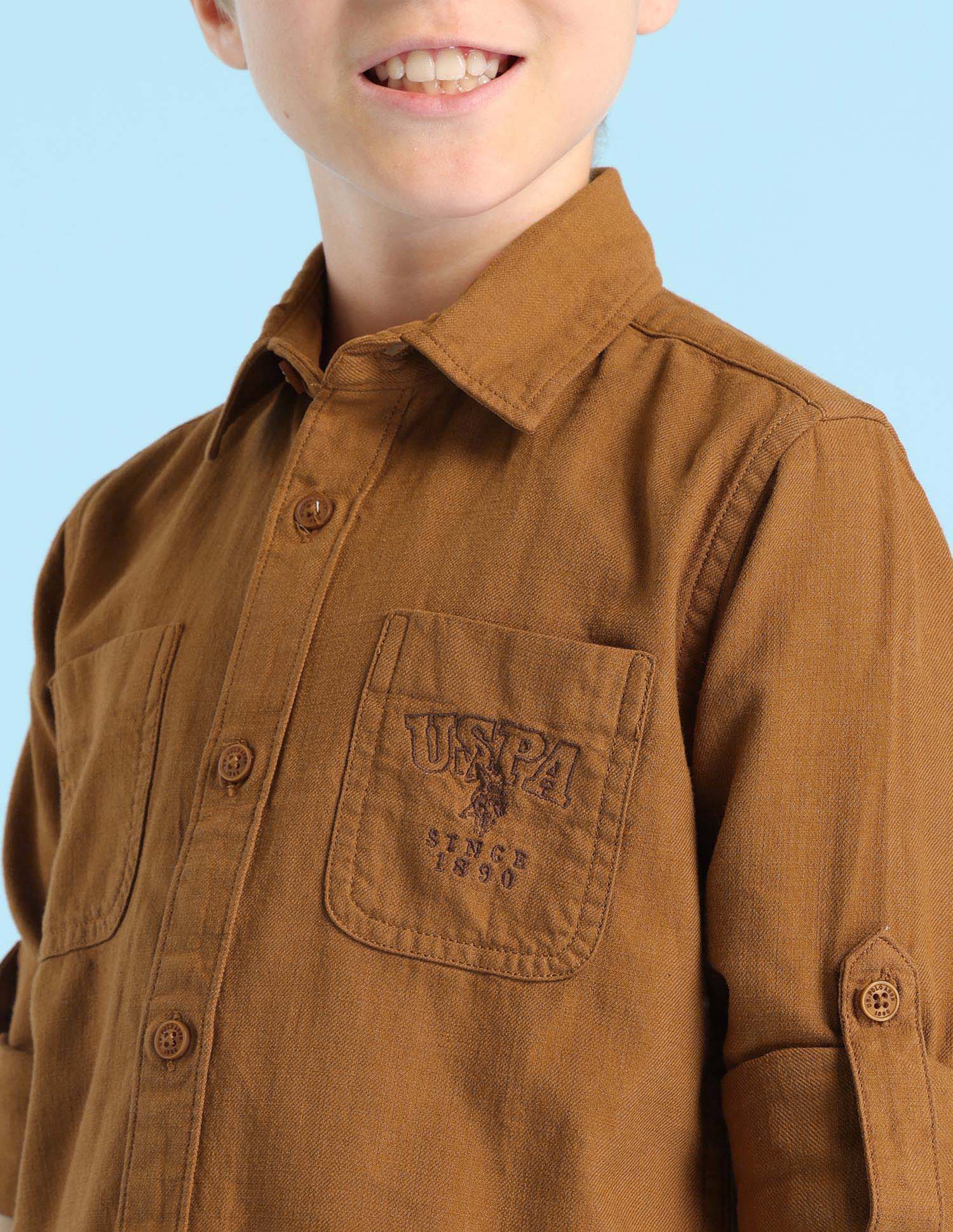 Boys Solid Regular Fit Shirt - Image 5