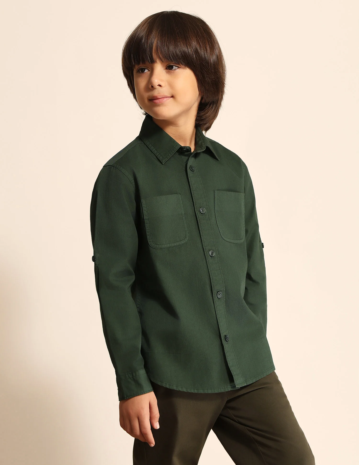 Boys Solid Regular Fit Shirt - Image 4