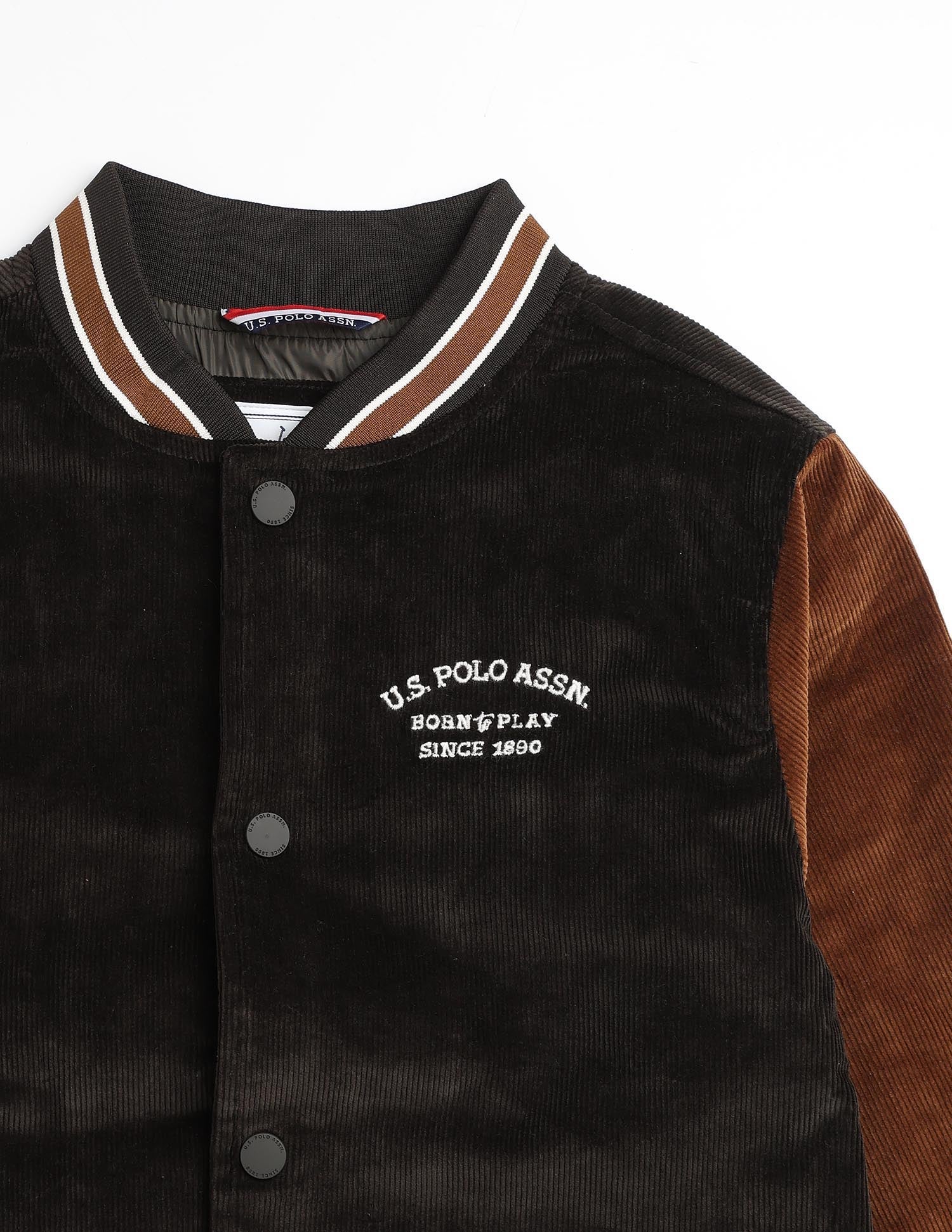 Boys Solid Regular Fit Varsity Jacket - Image 2