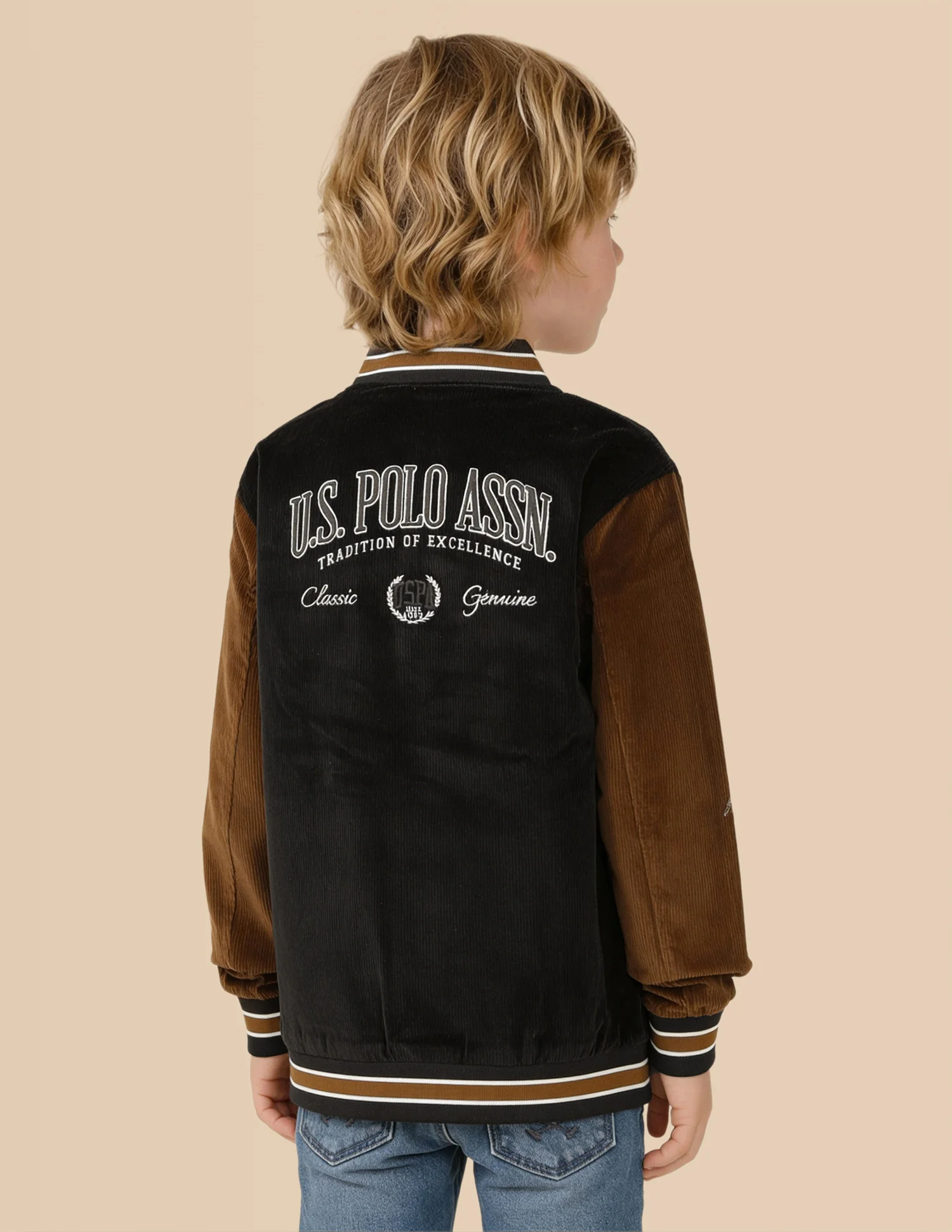 Boys Solid Regular Fit Varsity Jacket - Image 5