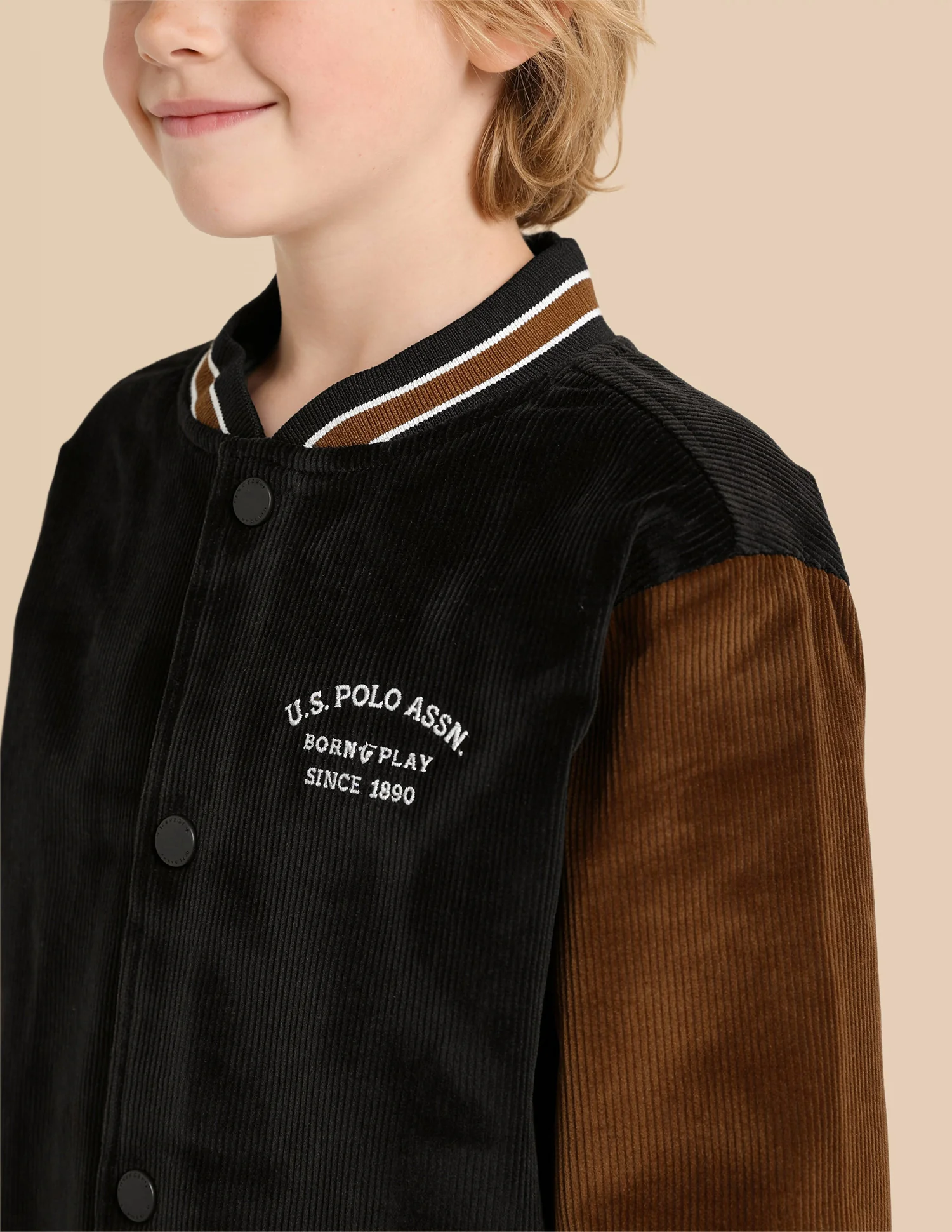 Boys Solid Regular Fit Varsity Jacket - Image 6