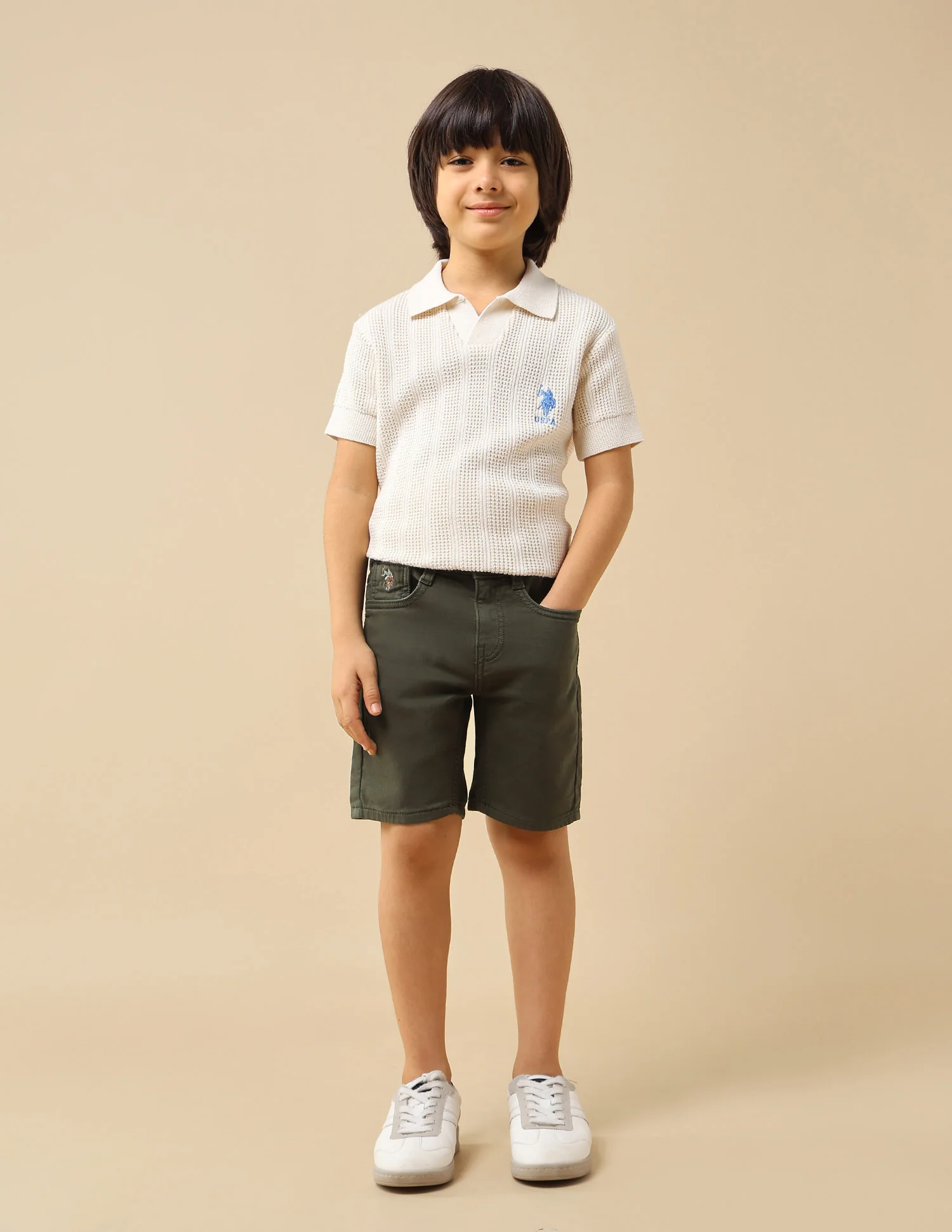 Boys Solid Relaxed Fit Shorts - Image 3