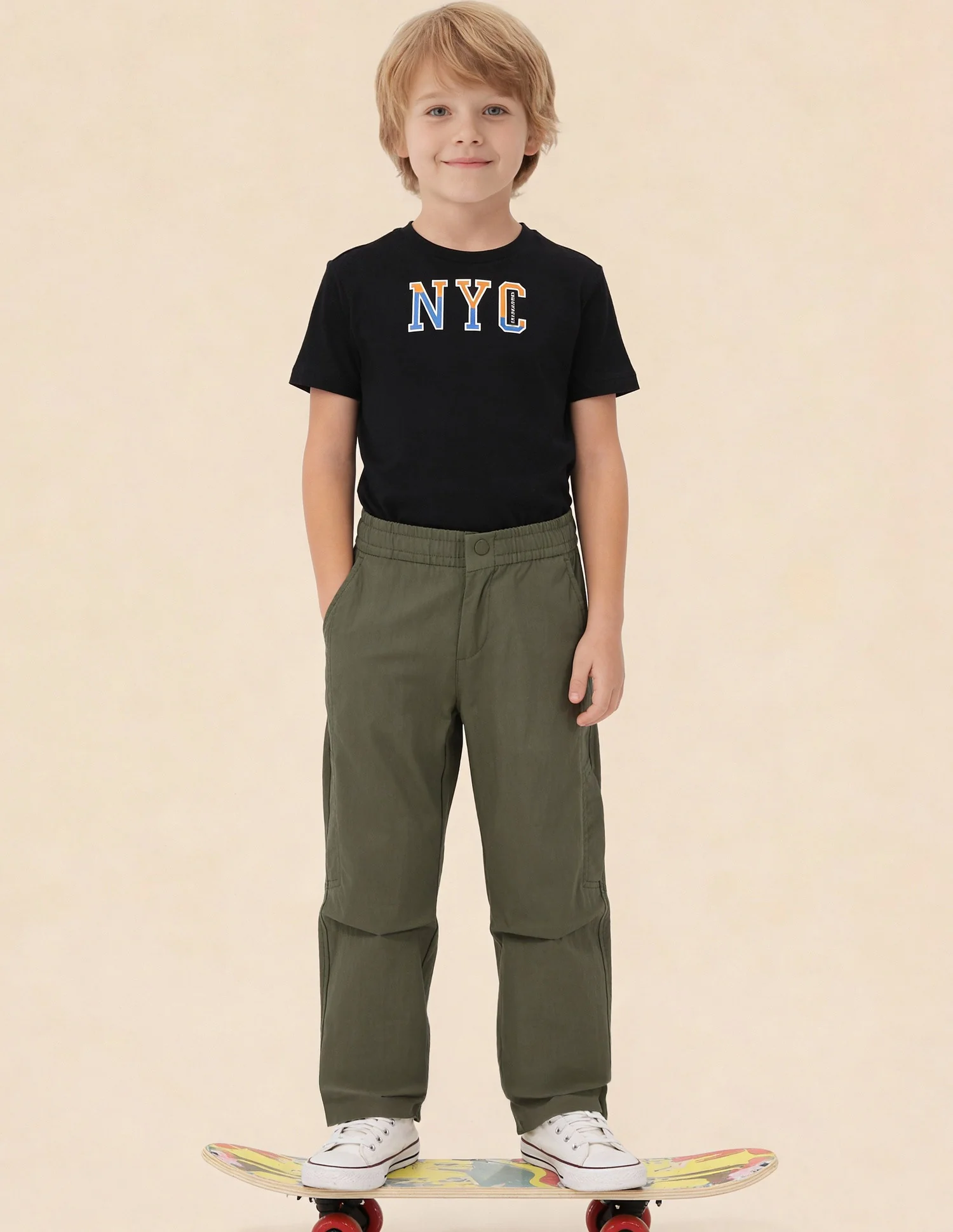 Boys Solid Relaxed Fit Trousers