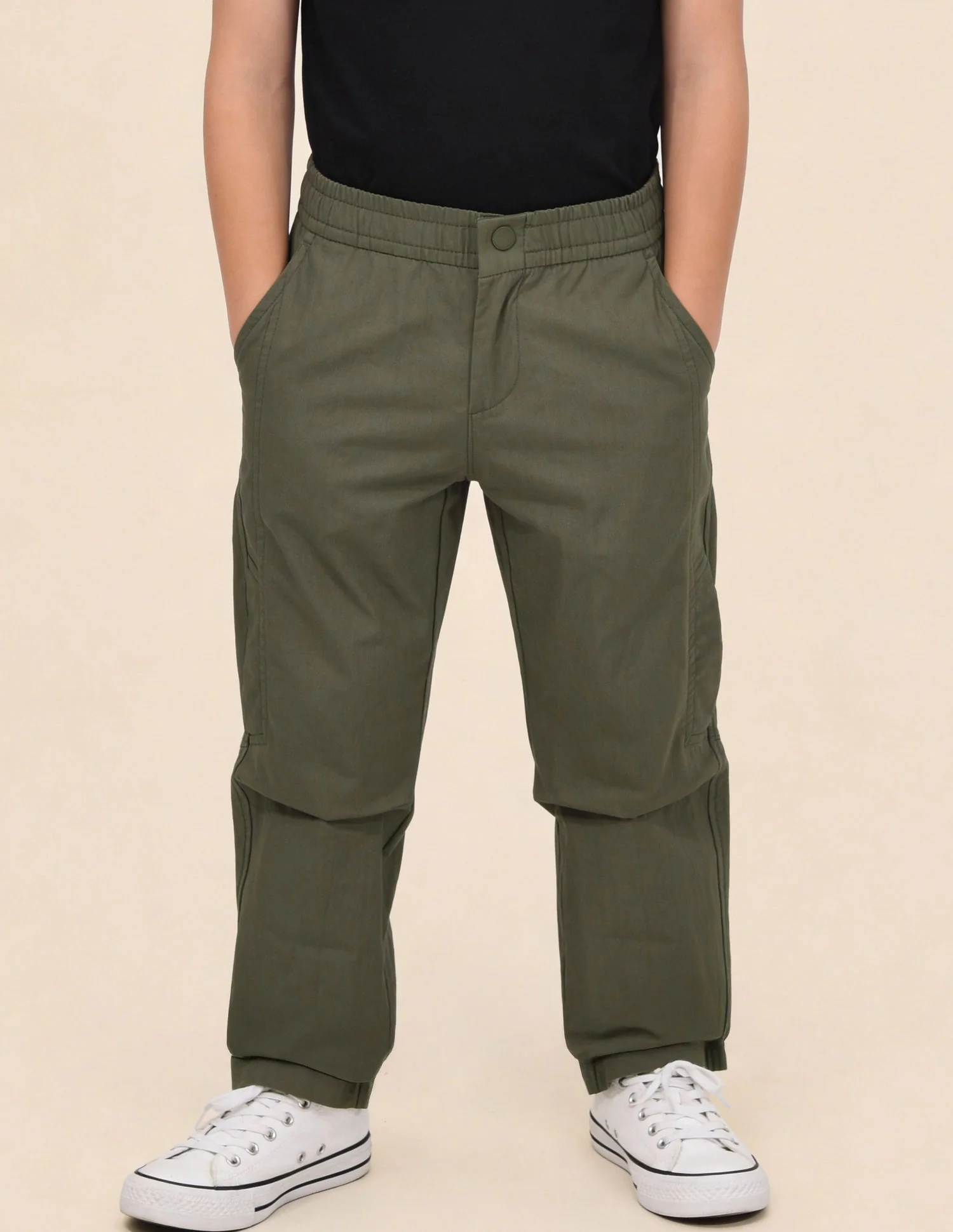 Boys Solid Relaxed Fit Trousers - Image 3