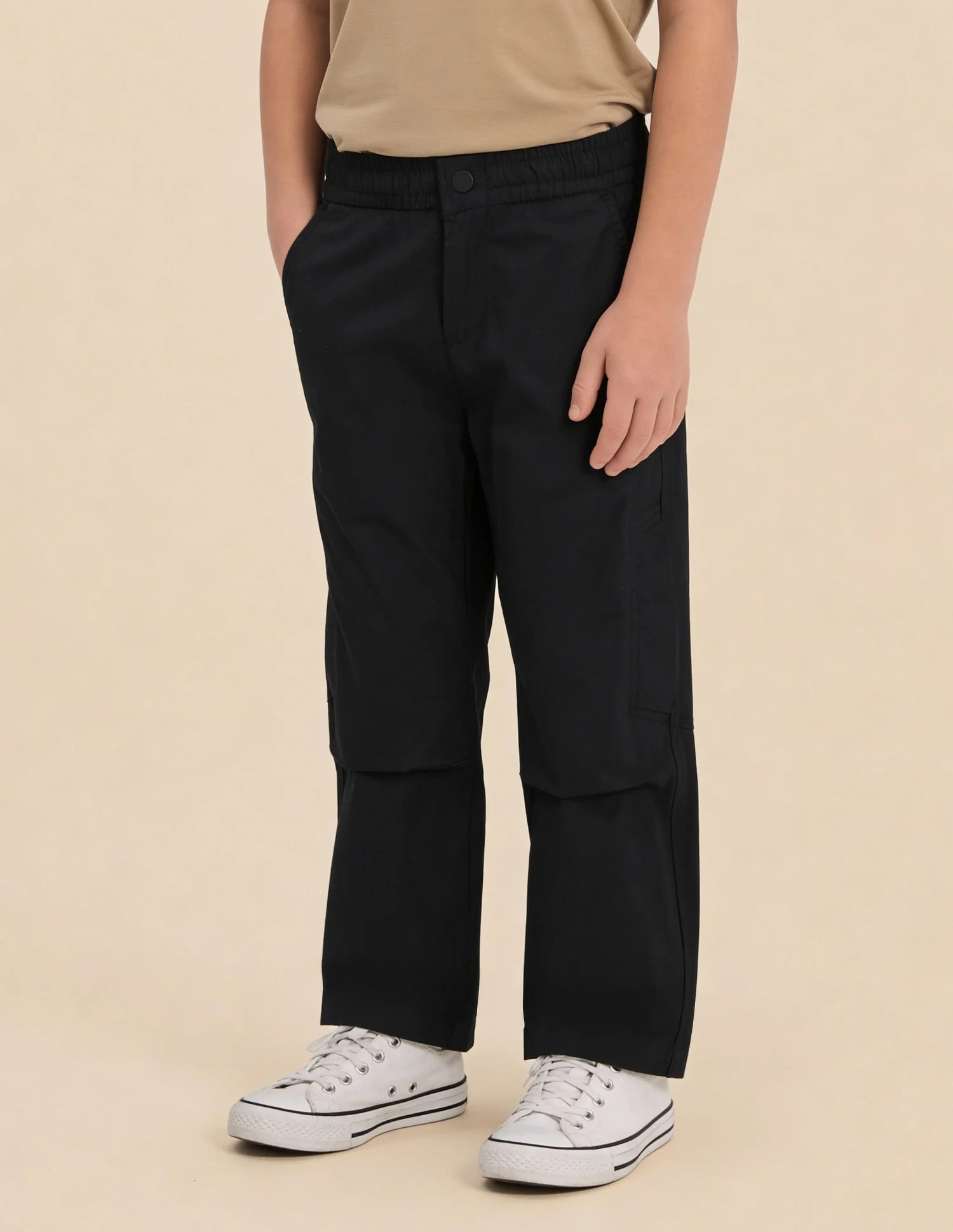 Boys Solid Relaxed Fit Trousers - Image 3