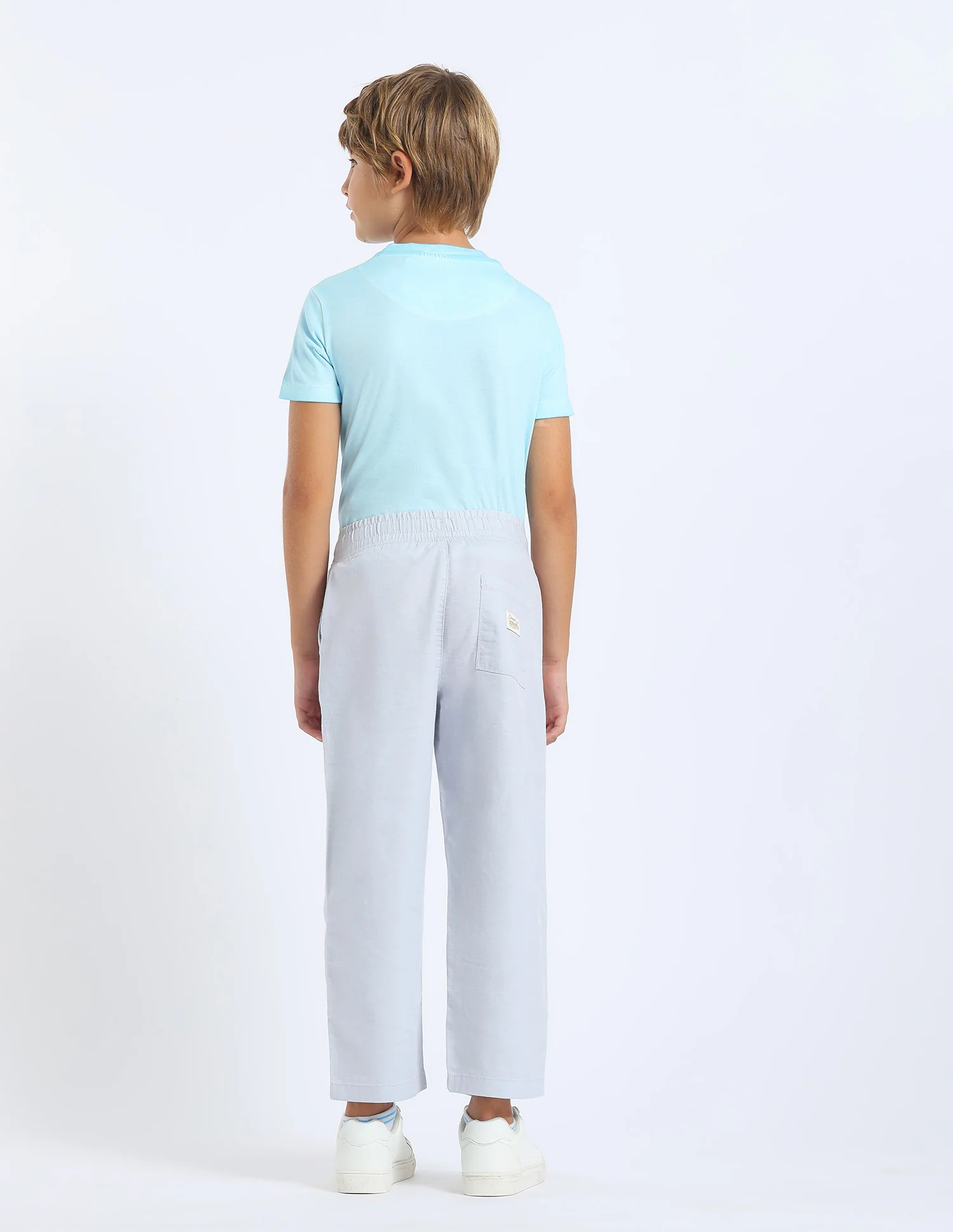 Boys Solid Relaxed Fit Trousers - Image 4