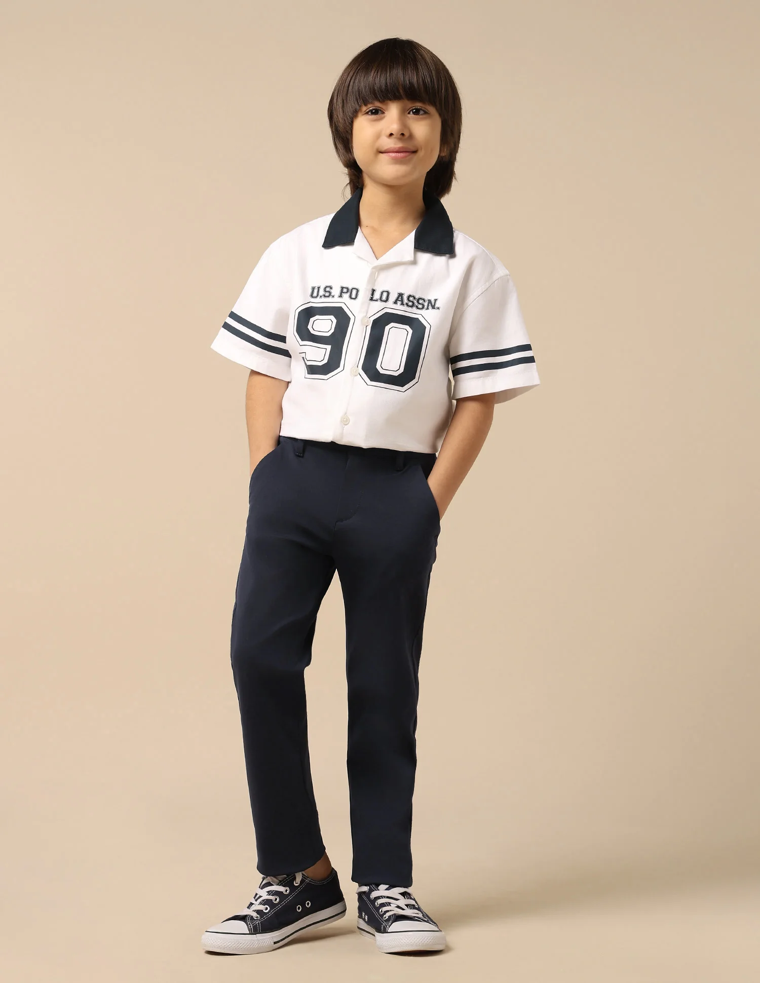 Boys Solid Slim Fit Trousers - Image 4