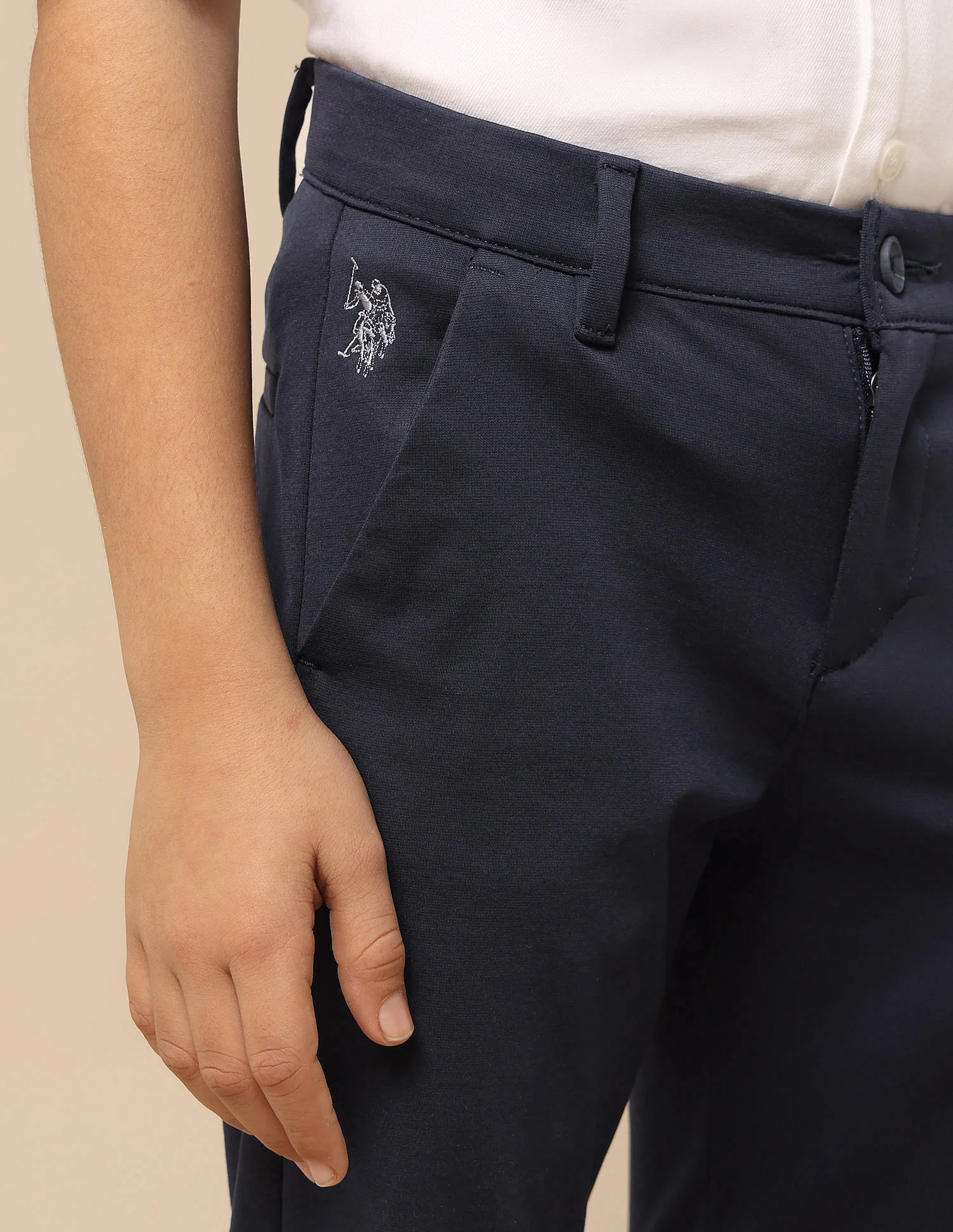 Boys Solid Slim Fit Trousers - Image 6