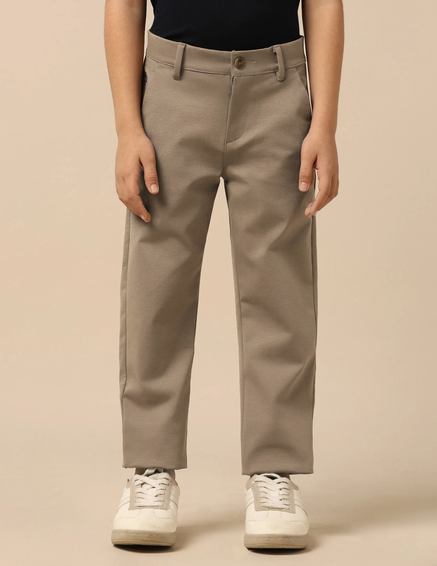 Boys Solid Slim Fit Trousers