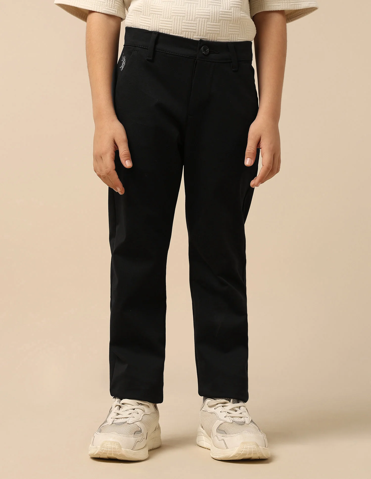 Boys Solid Slim Fit Trousers