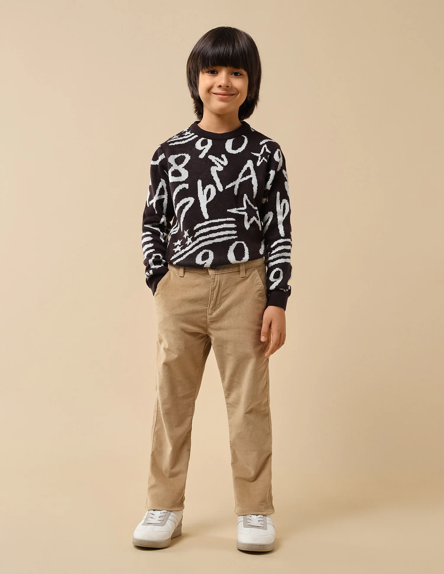 Boys Solid Slim Fit Trousers - Image 3