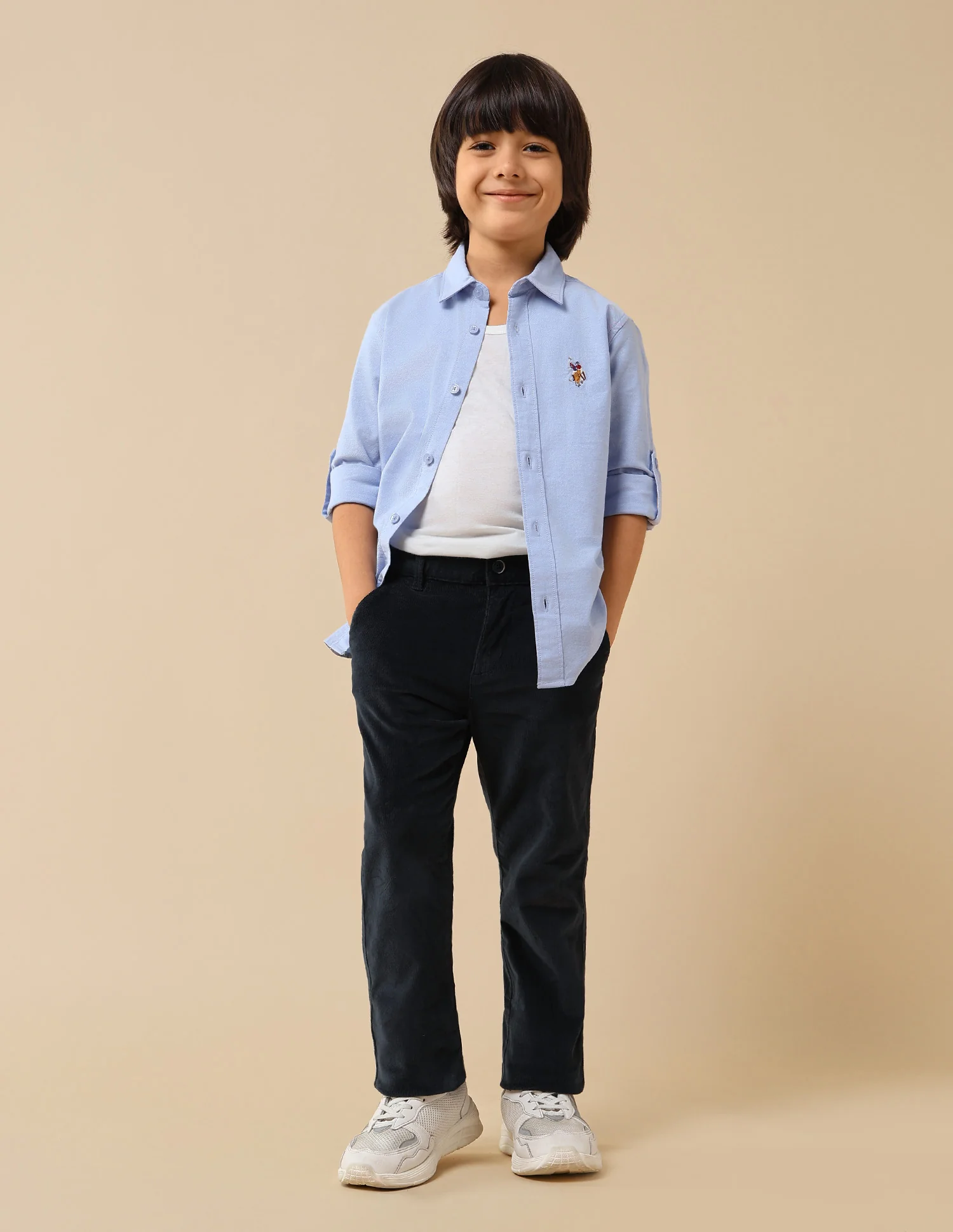 Boys Solid Slim Fit Trousers - Image 3