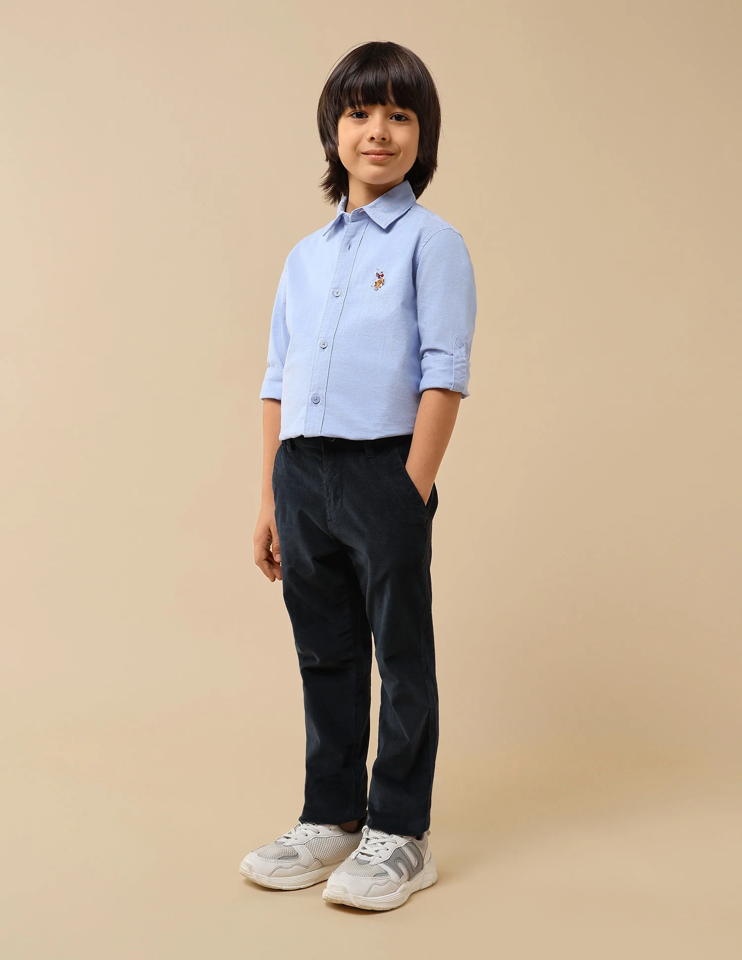 Boys Solid Slim Fit Trousers - Image 4