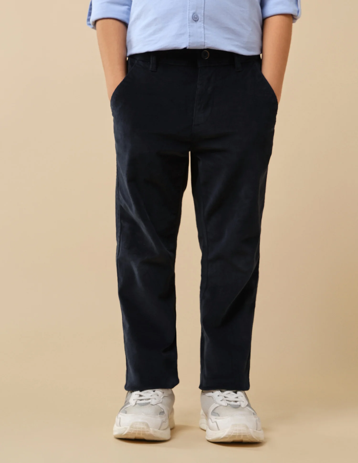 Boys Solid Slim Fit Trousers - Image 6