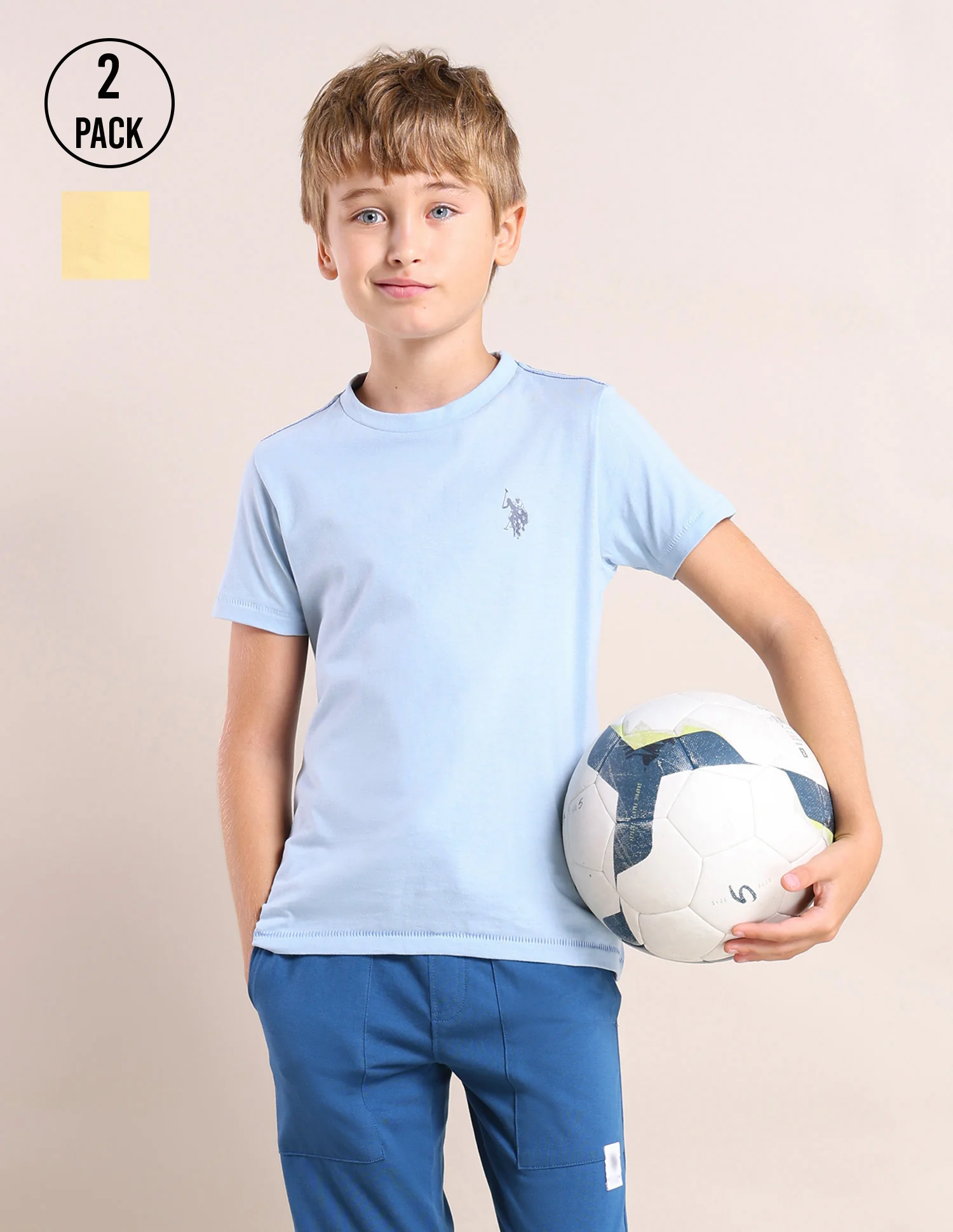 Boys Comfort Fit Solid T-Shirt - Pack Of 2