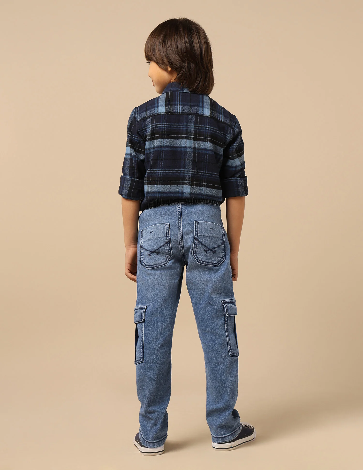 Boys Stone Washed Regular Fit Cargo Jeans - Image 5
