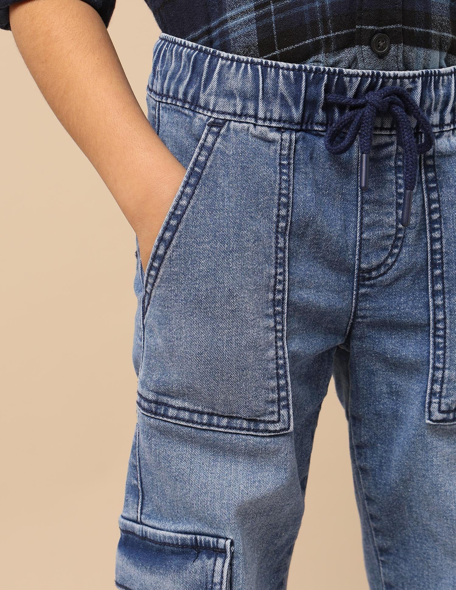 Boys Stone Washed Regular Fit Cargo Jeans - Image 7
