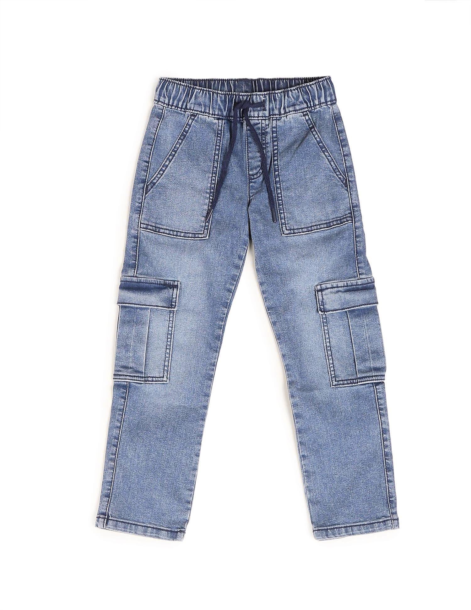 Boys Stone Washed Regular Fit Cargo Jeans - Image 8