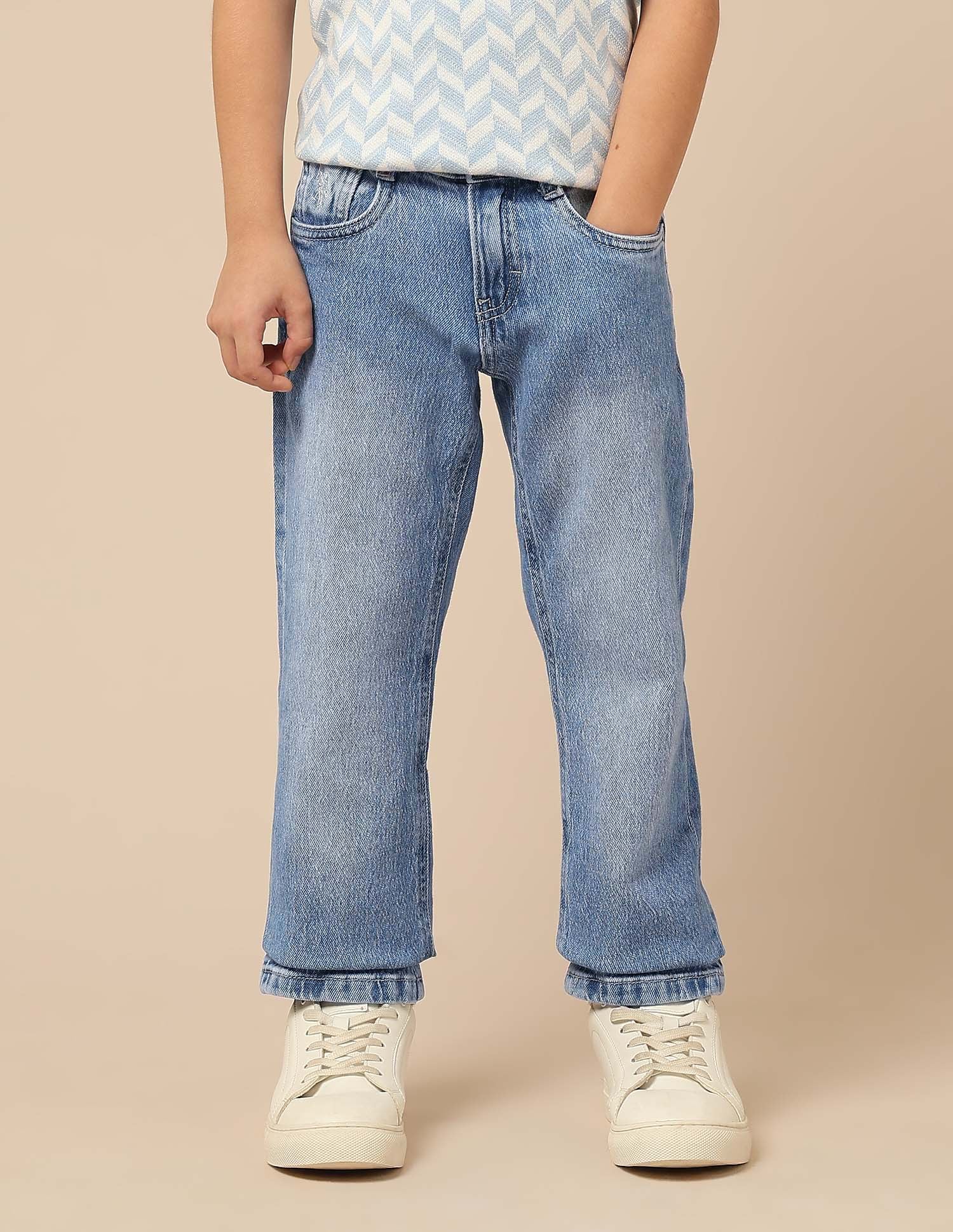 Boys Stone Washed Relaxed Fit Jeans - Image 6