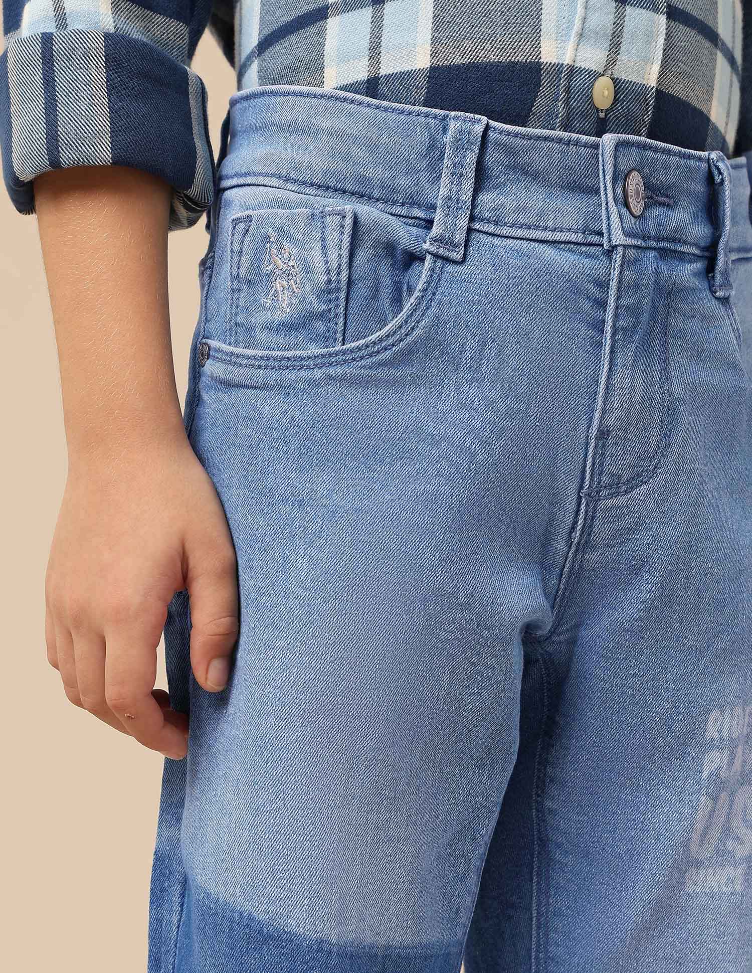 Boys Stone Washed Relaxed Fit Jeans - Image 7