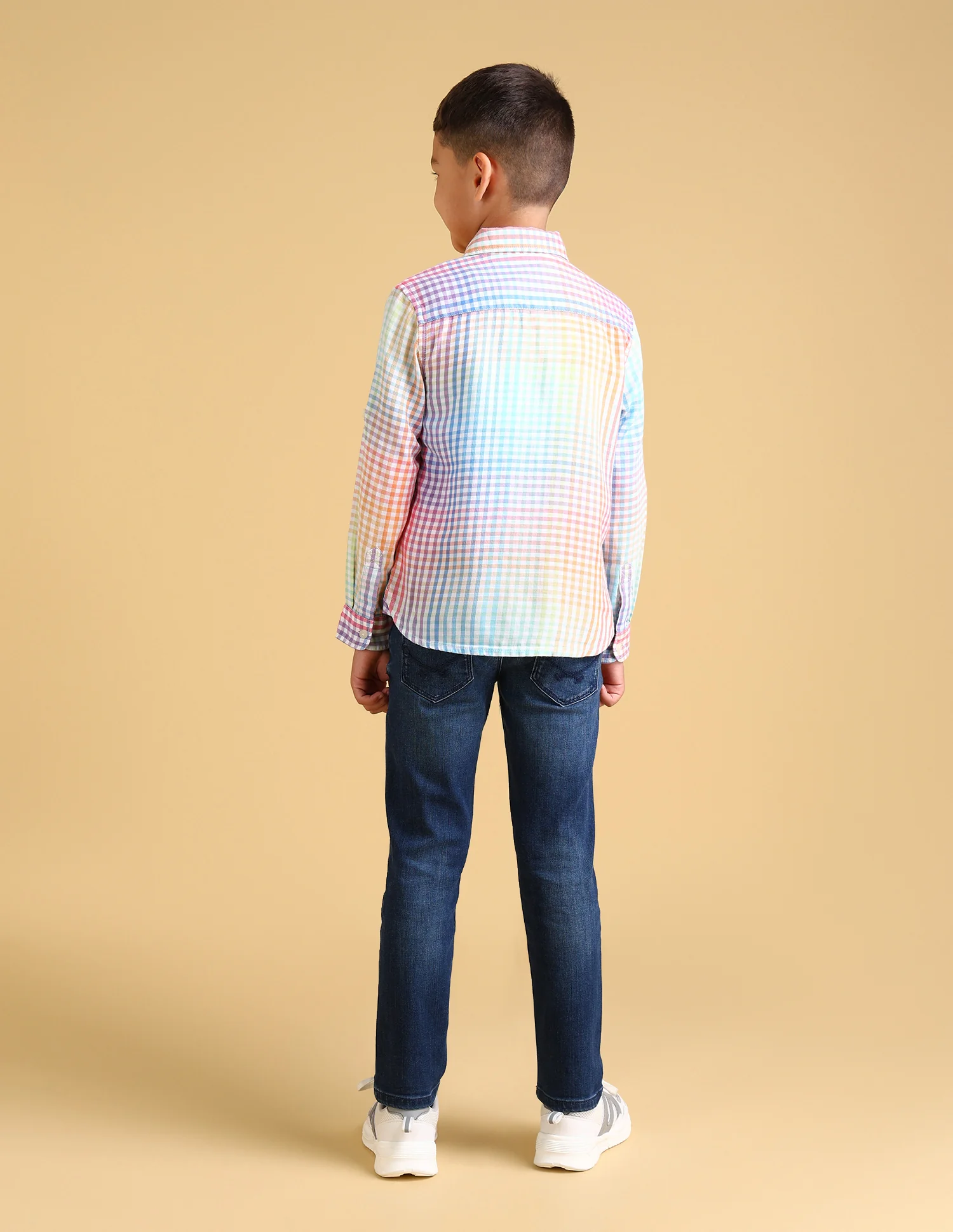 Boys Straight Fit Windowpane Checks Shirt - Image 4