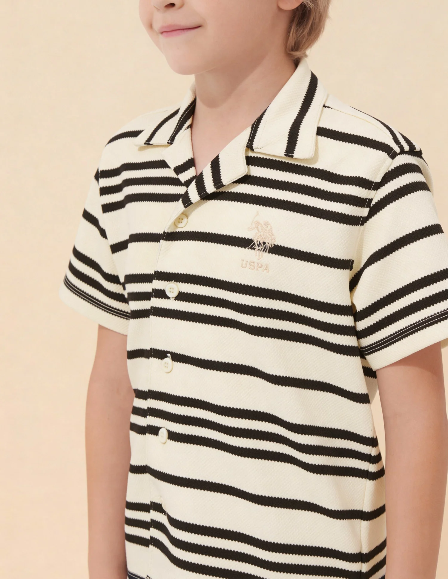Boys Striped Patterned Knit Boxy Fit Shirt - Image 6