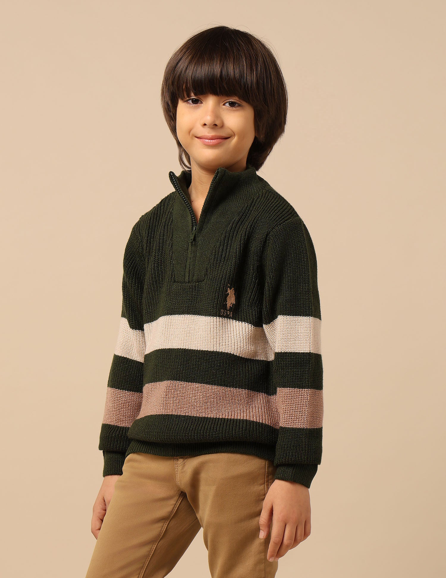 Boys Striped Regular Fit Sweater - Image 4