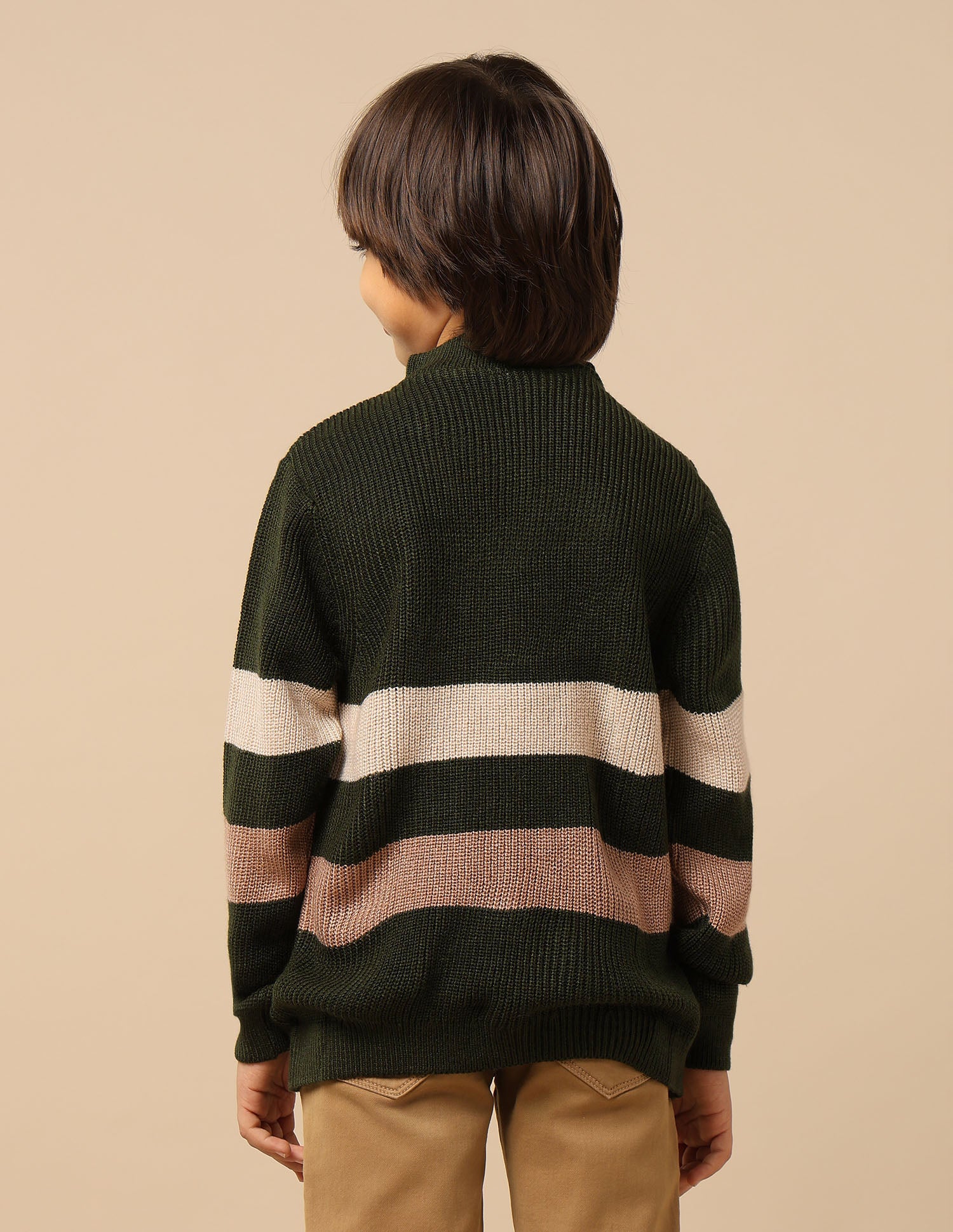Boys Striped Regular Fit Sweater - Image 5