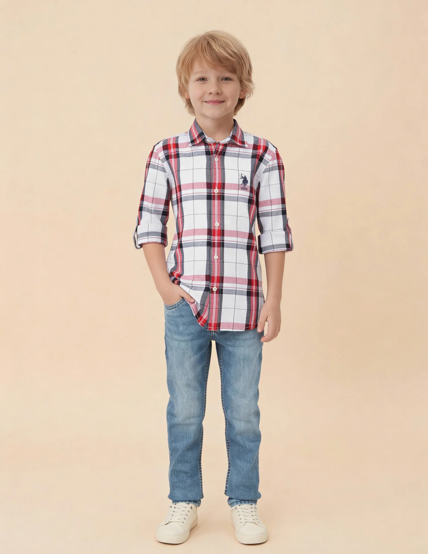 Boys Tartan Checked Dobby Shirt - Image 3