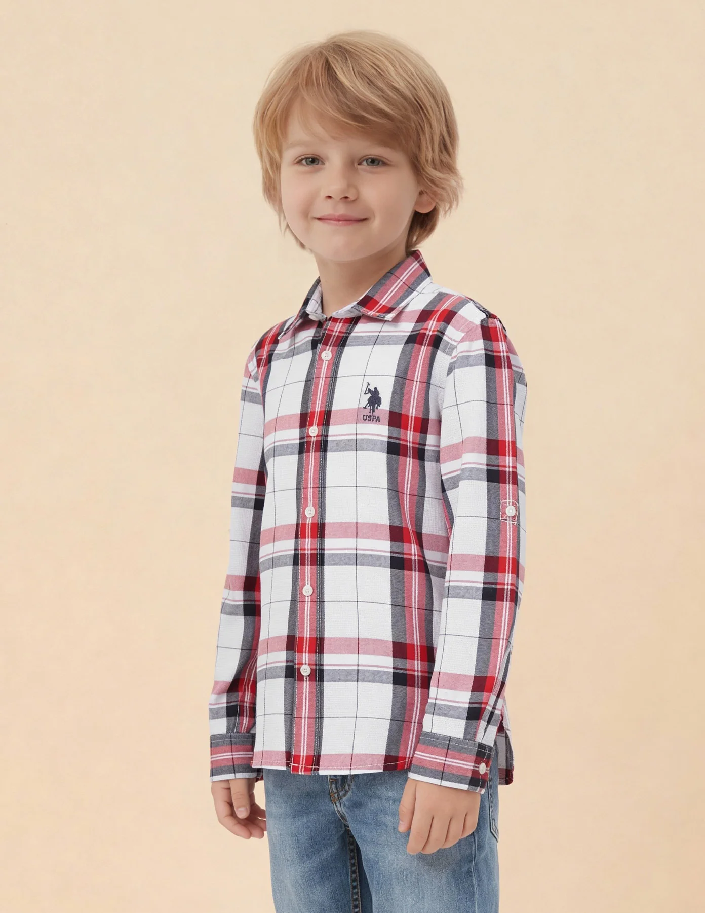 Boys Tartan Checked Dobby Shirt - Image 4