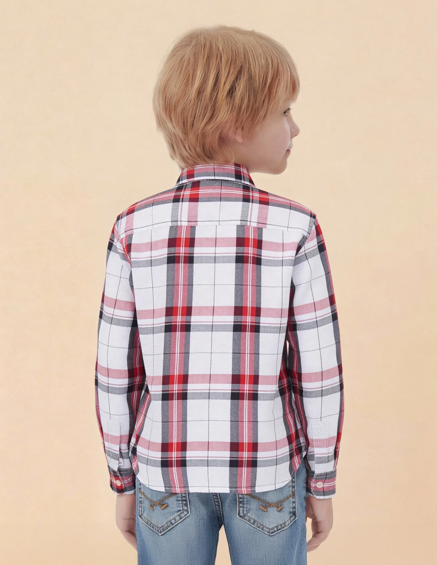 Boys Tartan Checked Dobby Shirt - Image 5