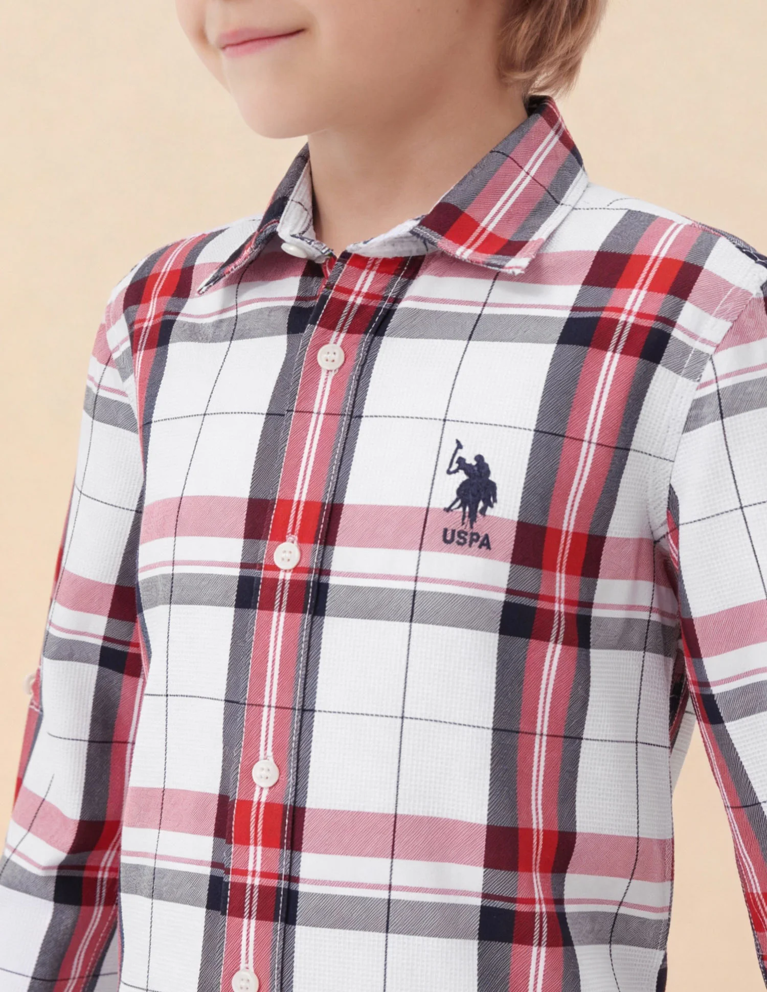 Boys Tartan Checked Dobby Shirt - Image 6