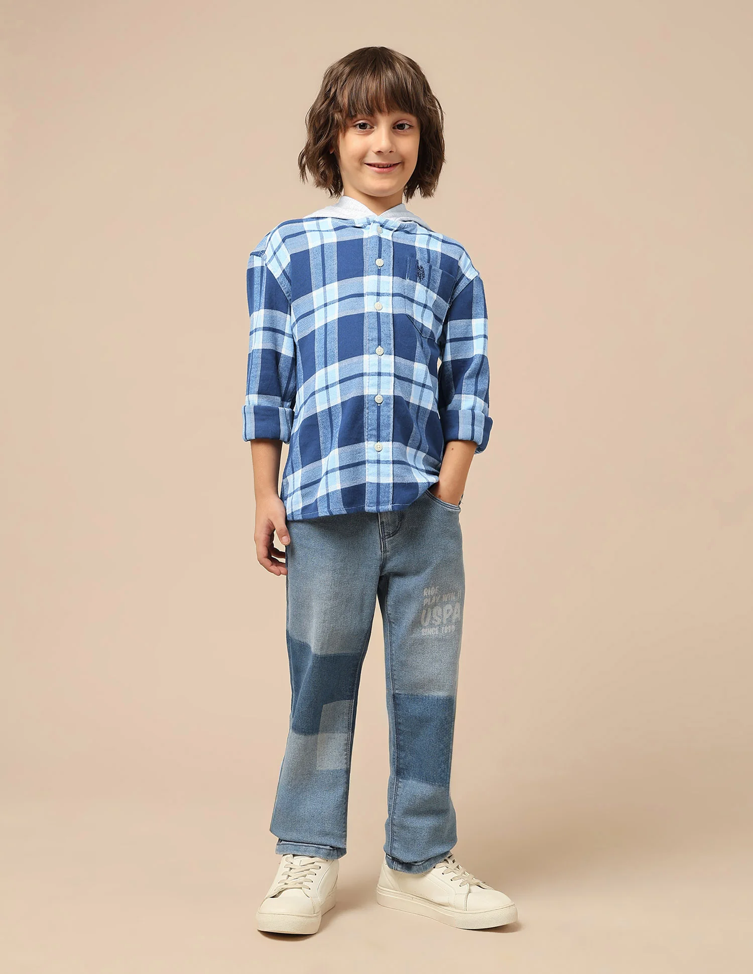 Boys Tartan Checked Hooded Shacket - Image 3