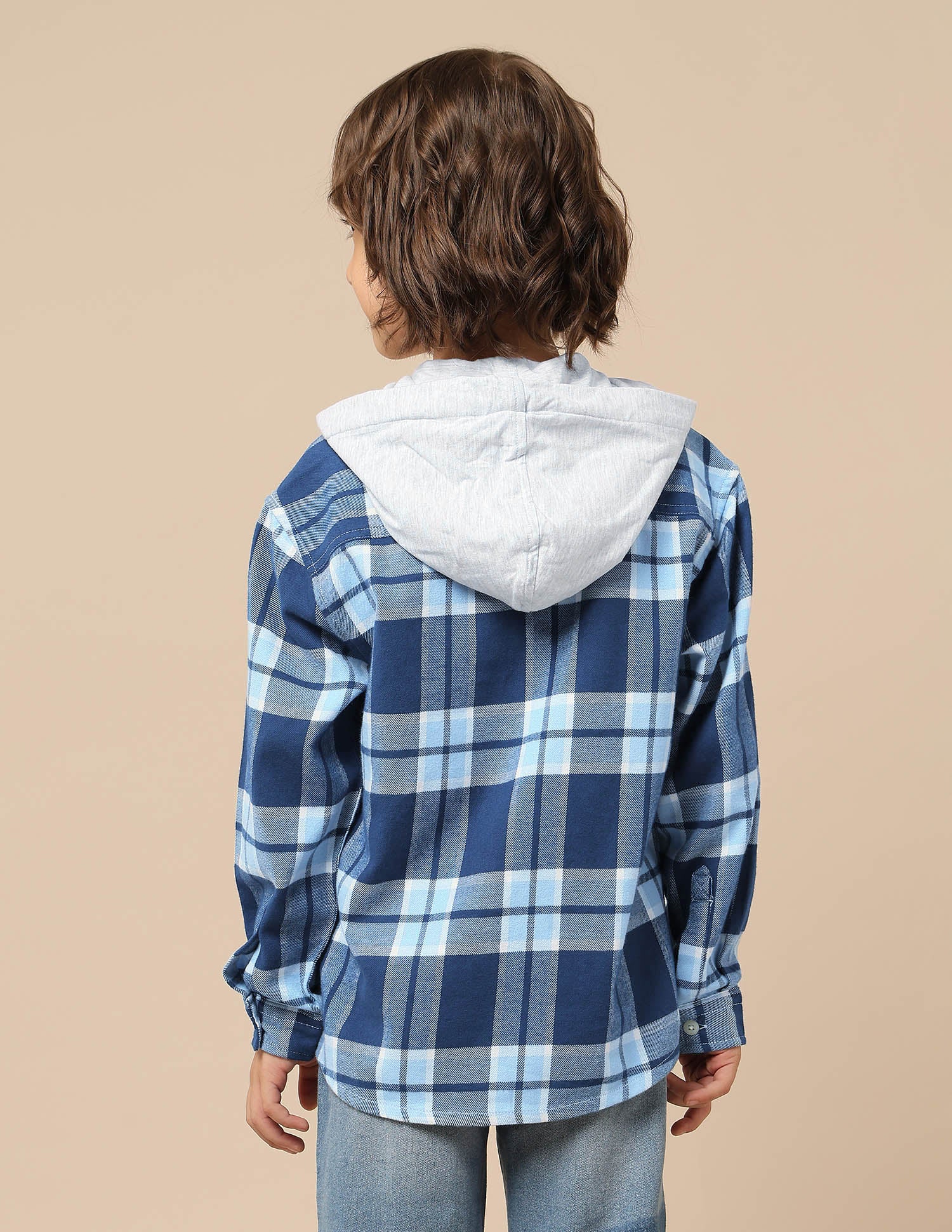 Boys Tartan Checked Hooded Shacket - Image 5