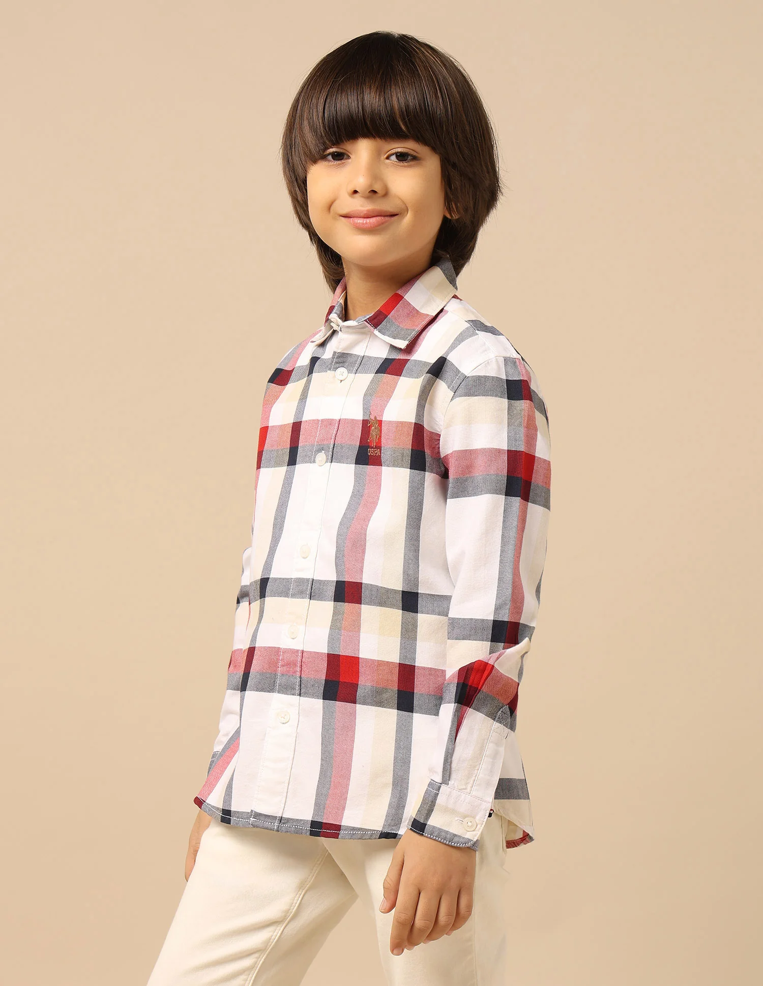 Boys Tartan Checked Oxford Shirt - Image 4