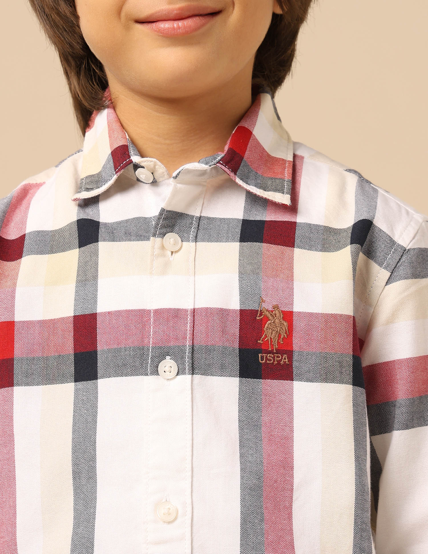 Boys Tartan Checked Oxford Shirt - Image 6