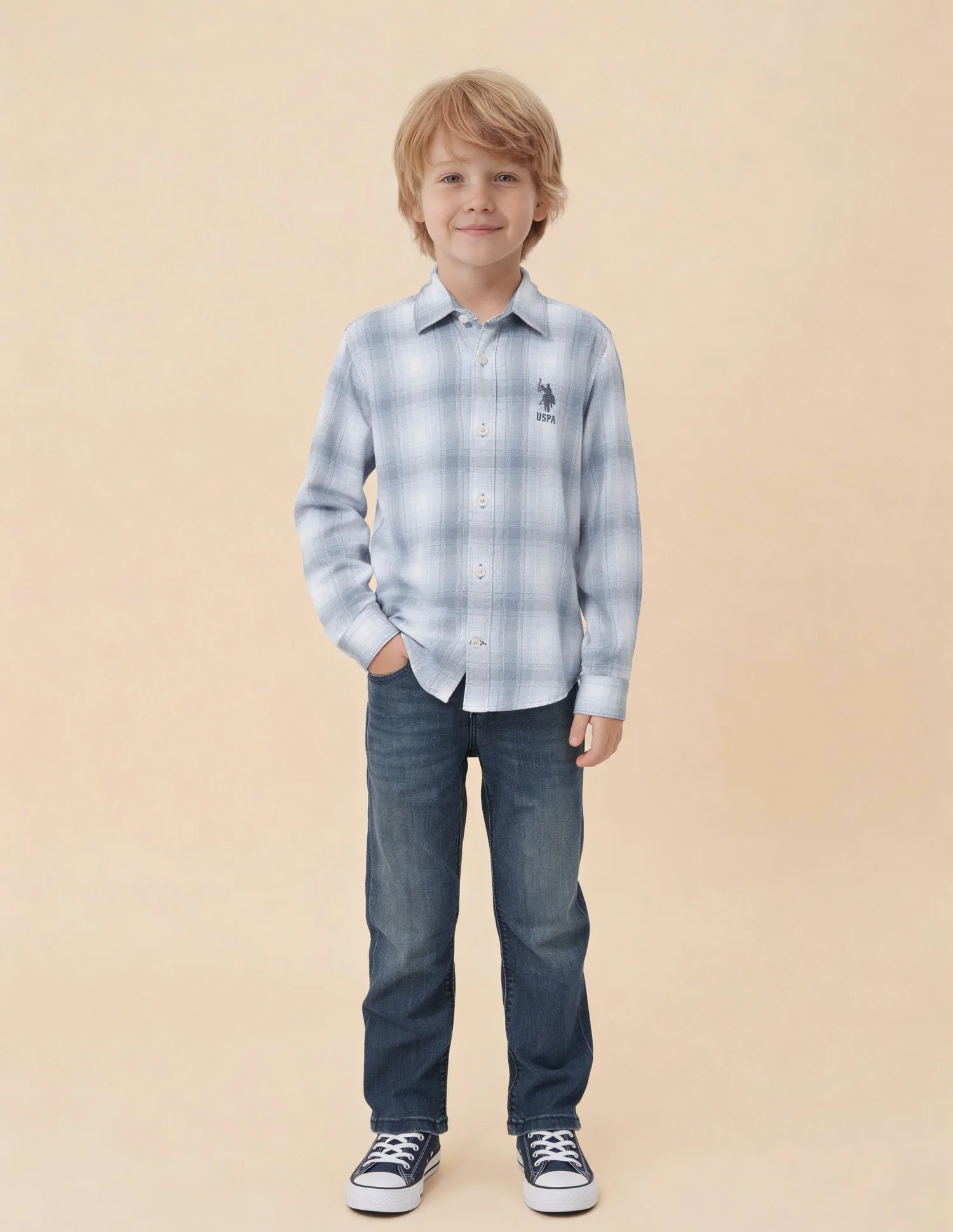 Boys Tartan Checked Pattern Twill Shirt - Image 3