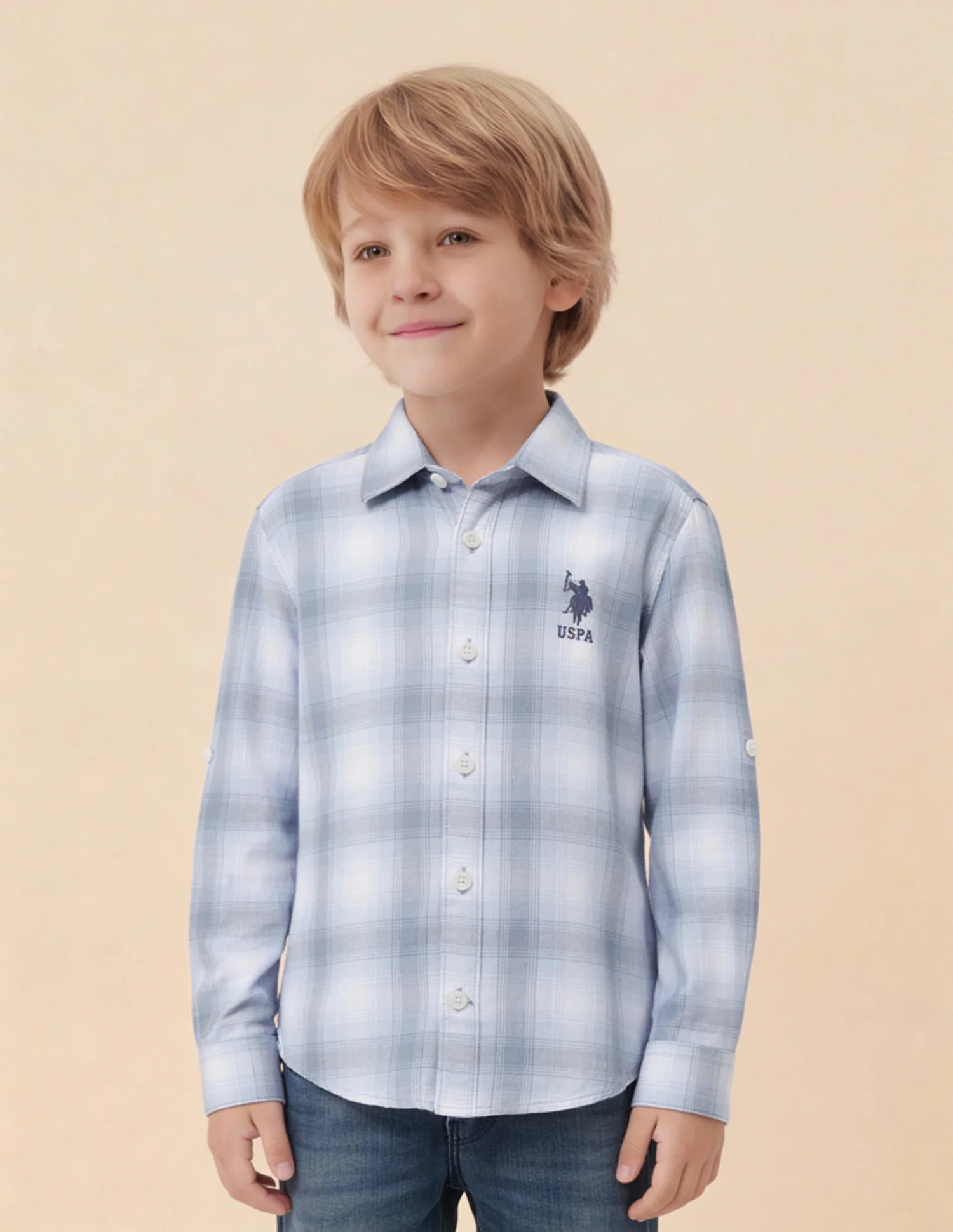 Boys Tartan Checked Pattern Twill Shirt - Image 4