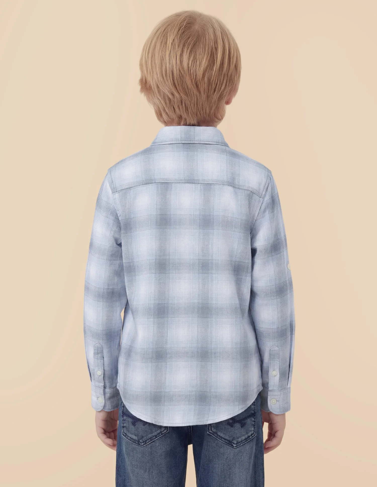 Boys Tartan Checked Pattern Twill Shirt - Image 5