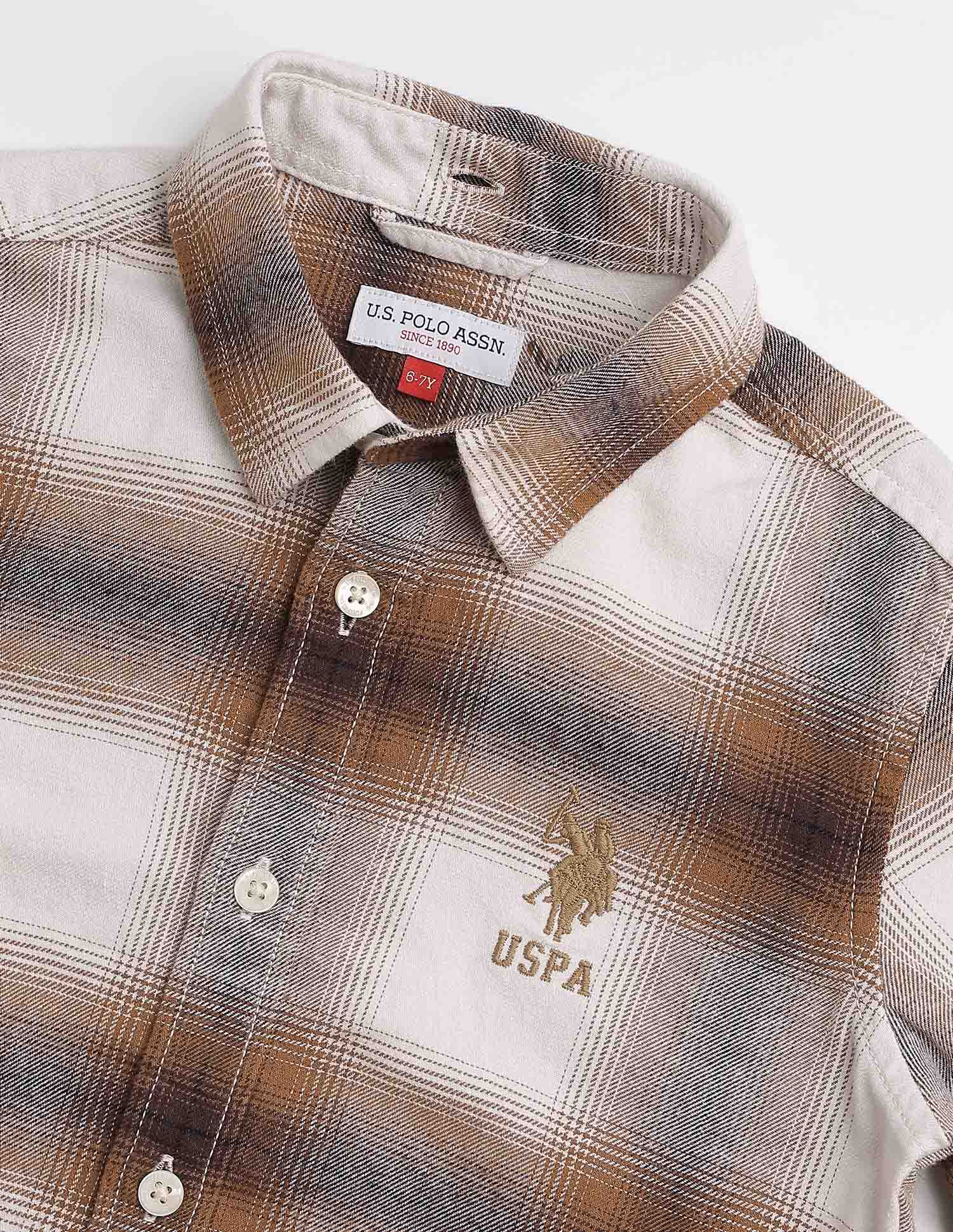 Boys Tartan Checked Regular Fit Shirt - Image 7