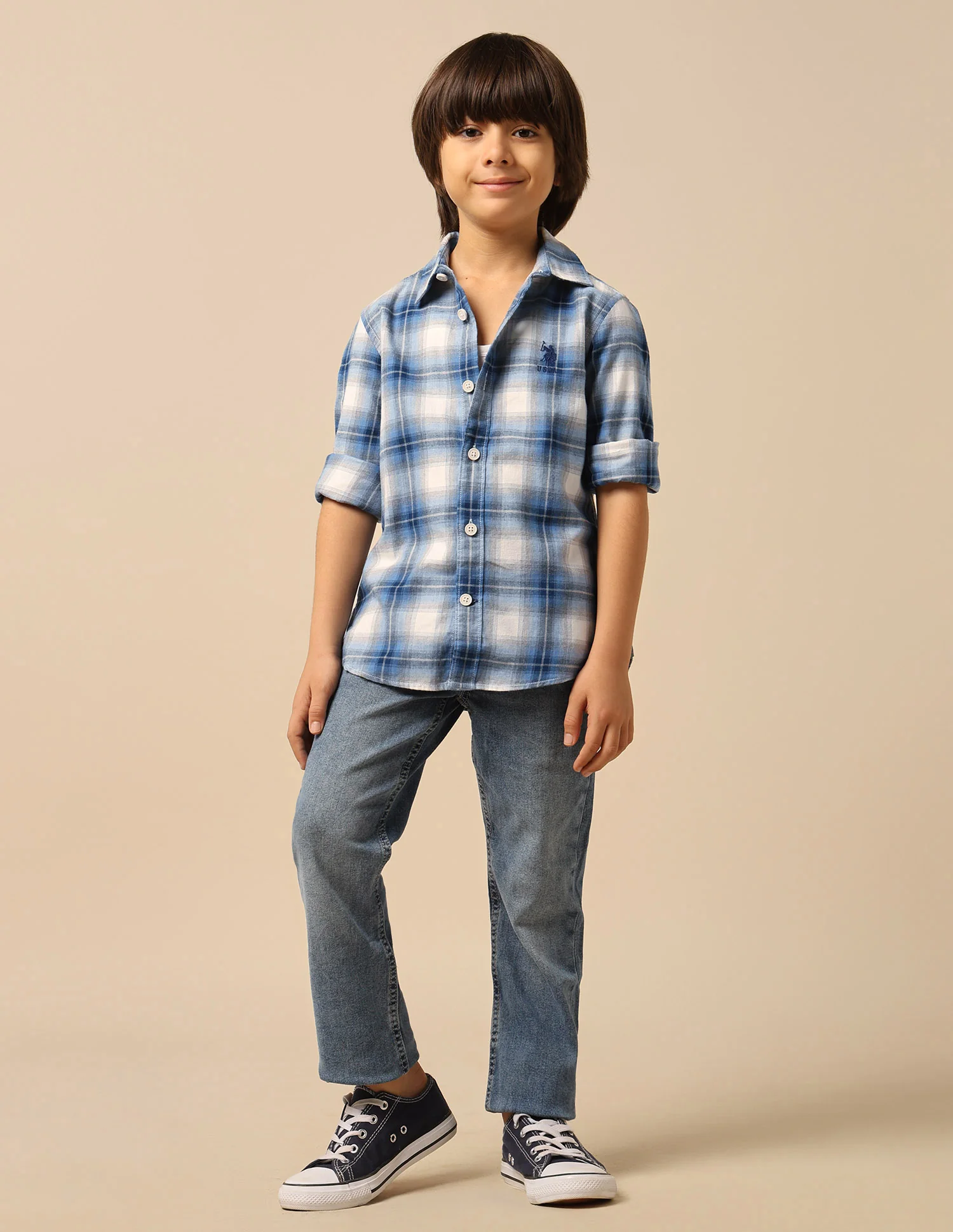 Boys Tartan Checked Twill Shirt - Image 3