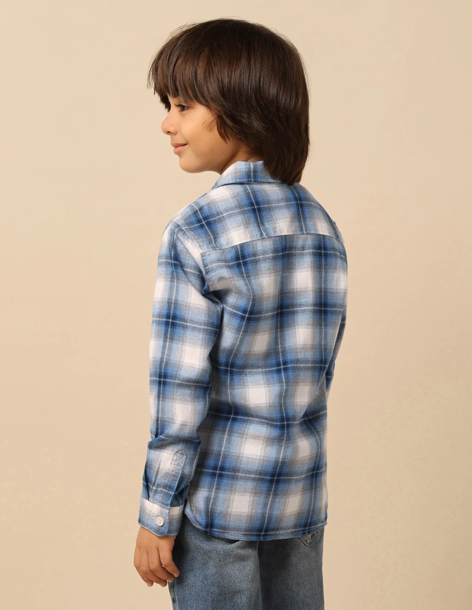 Boys Tartan Checked Twill Shirt - Image 5