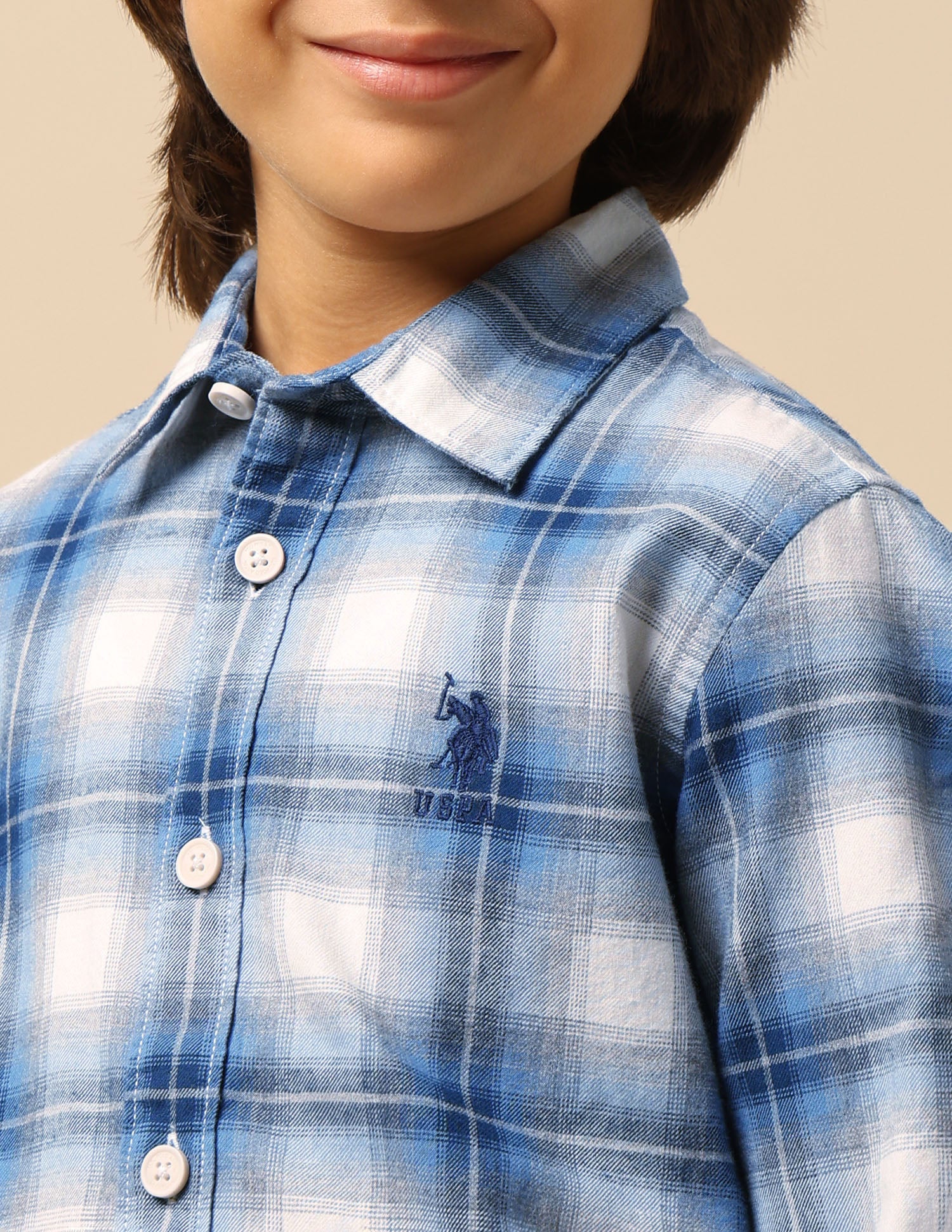 Boys Tartan Checked Twill Shirt - Image 6