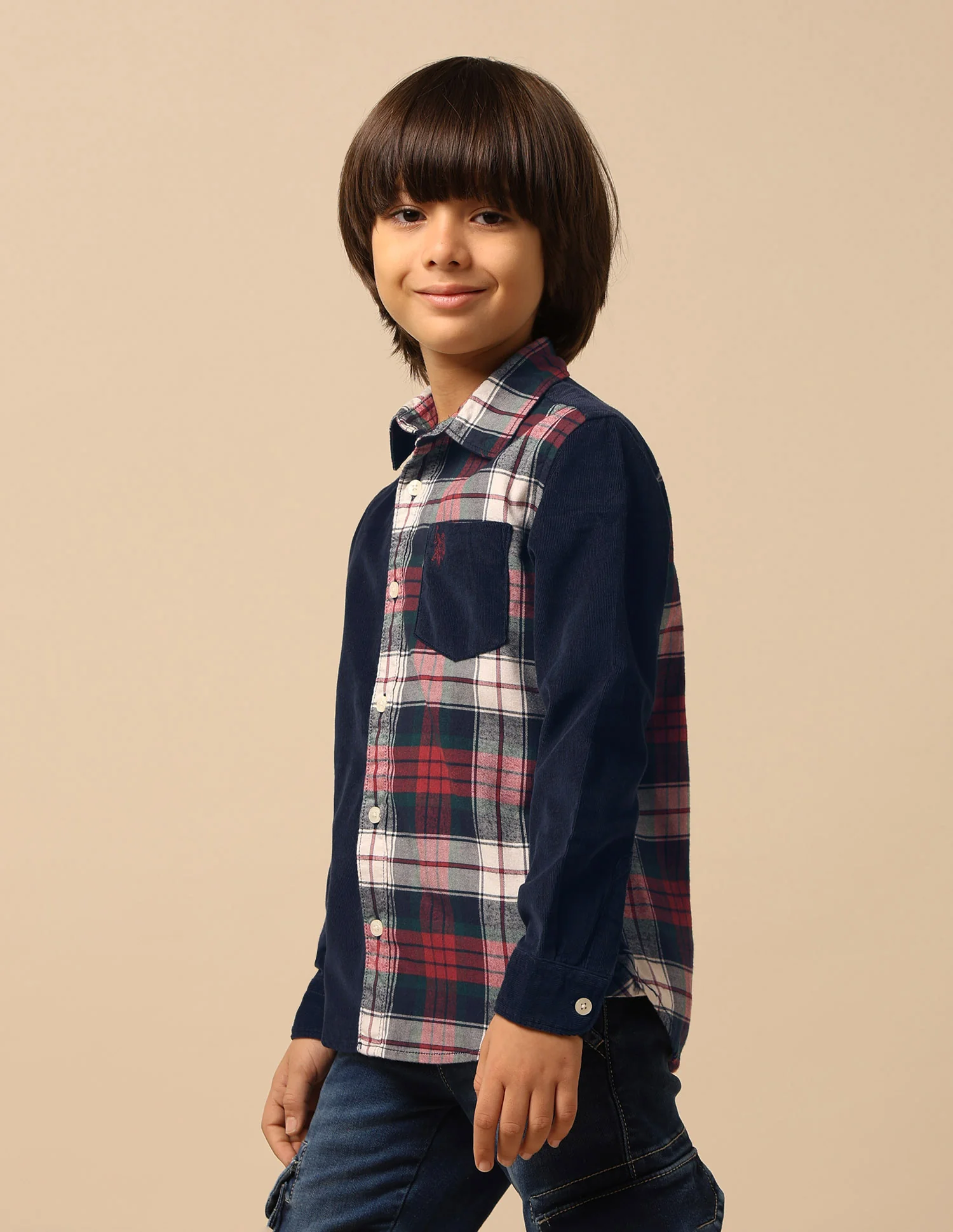 Boys Tartan Checked Twill Shirt - Image 4