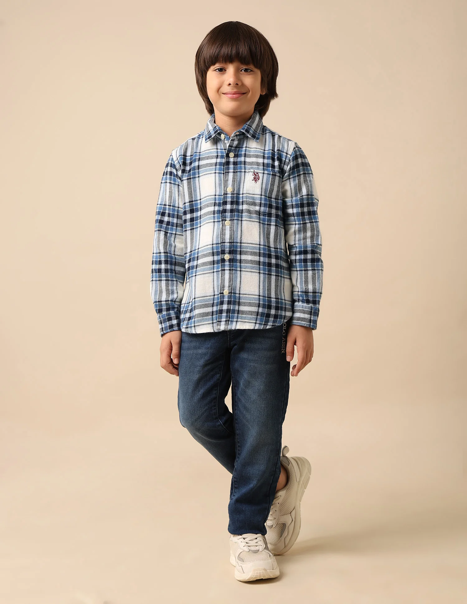 Boys Tartan Checked Twill Shirt - Image 3