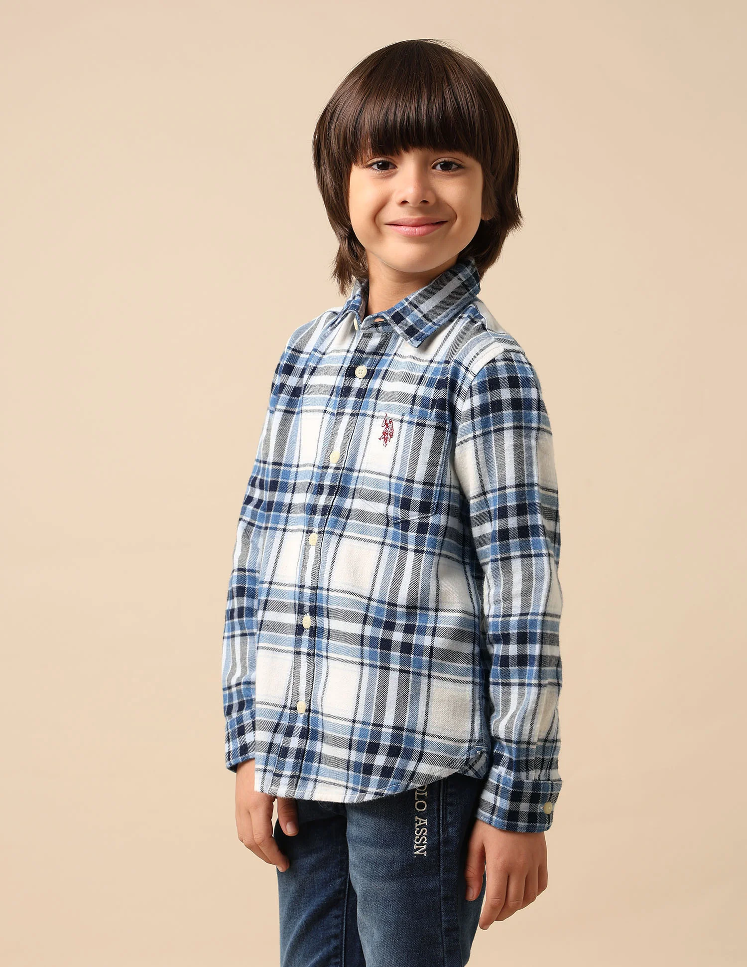 Boys Tartan Checked Twill Shirt - Image 4